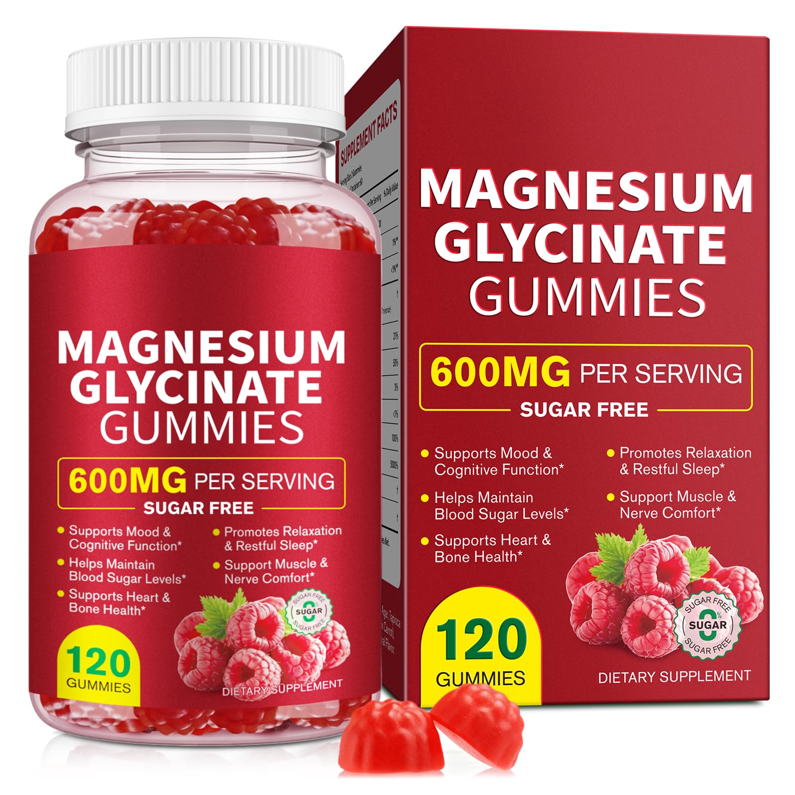 Magnesium Glycinate Gummies 600MG, High Absorption Magnesium Supplement for Women, Men and Kids - Muscle Support | Sleep, Focus & Relaxation | Sugar Free | Vegan | 120 Chews