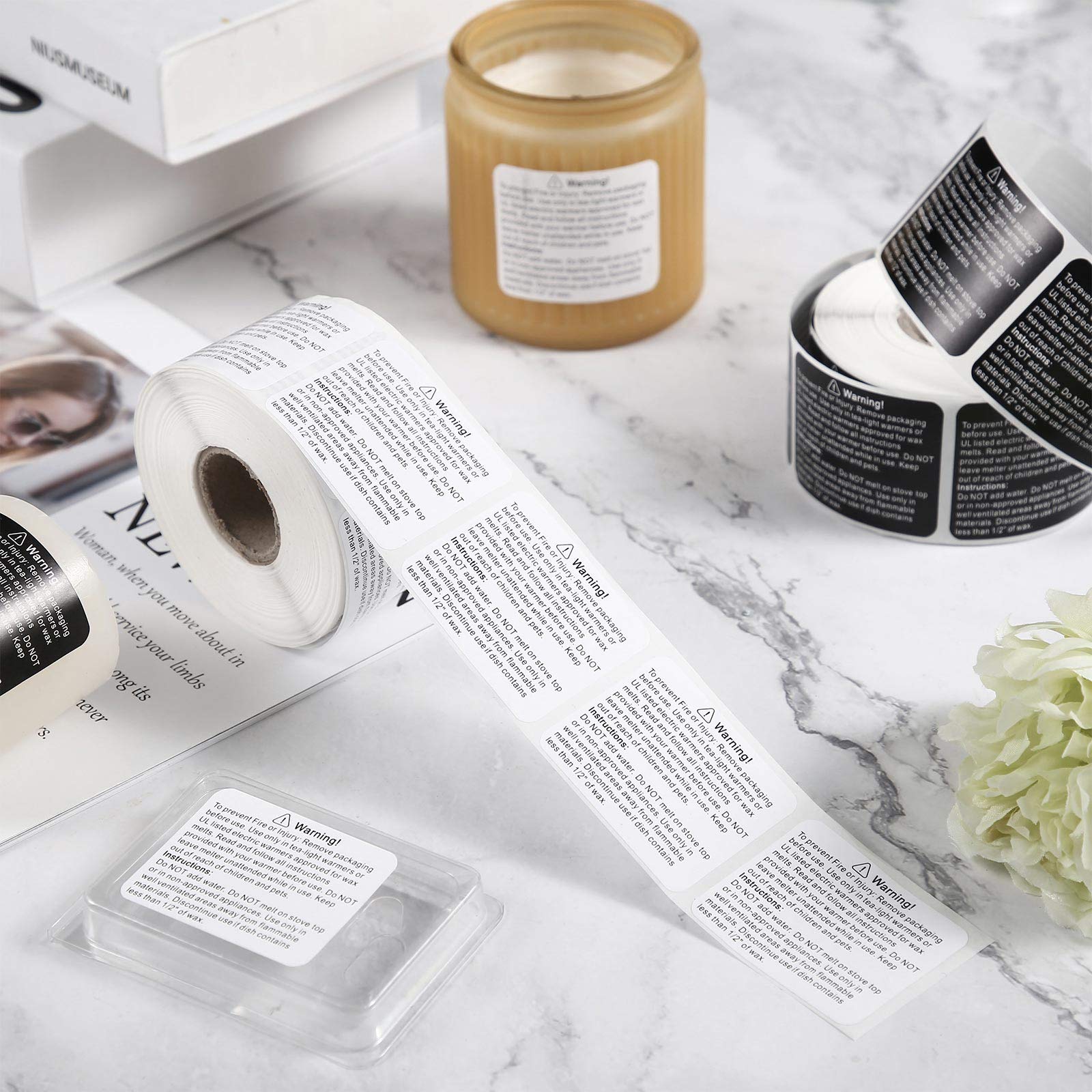 1000 Pieces Wax Melt Warning Labels Candle Warning Stickers Waterproof