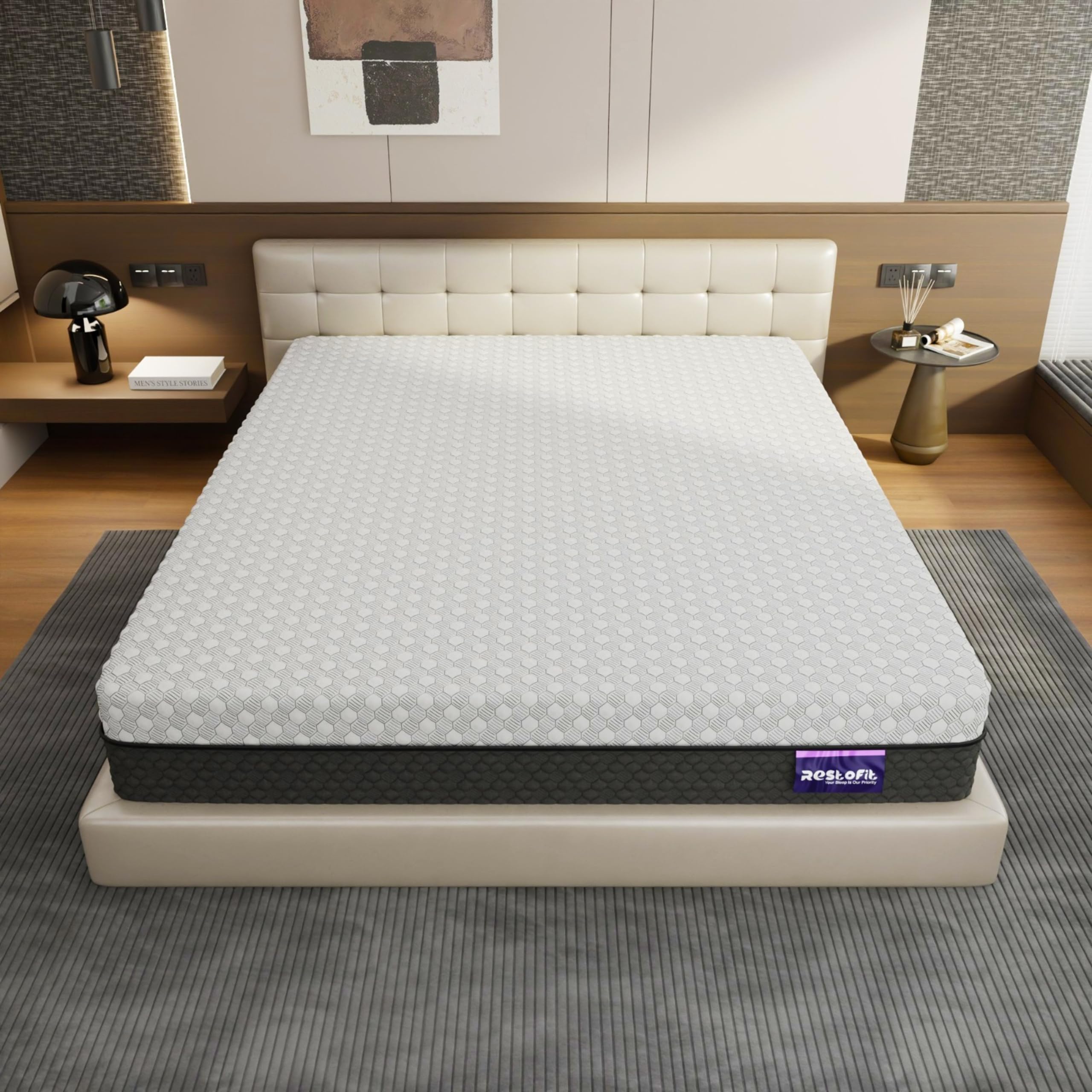 RESTOFIT GreenSleep Natural Latex Mattress - 10" King Size (75x72) | EcoLatex & Memory Foam for Ultimate Comfort & Support | Breathable Design | Viscose Cotton Cover | 10-Year Warranty, Vacuum Packed