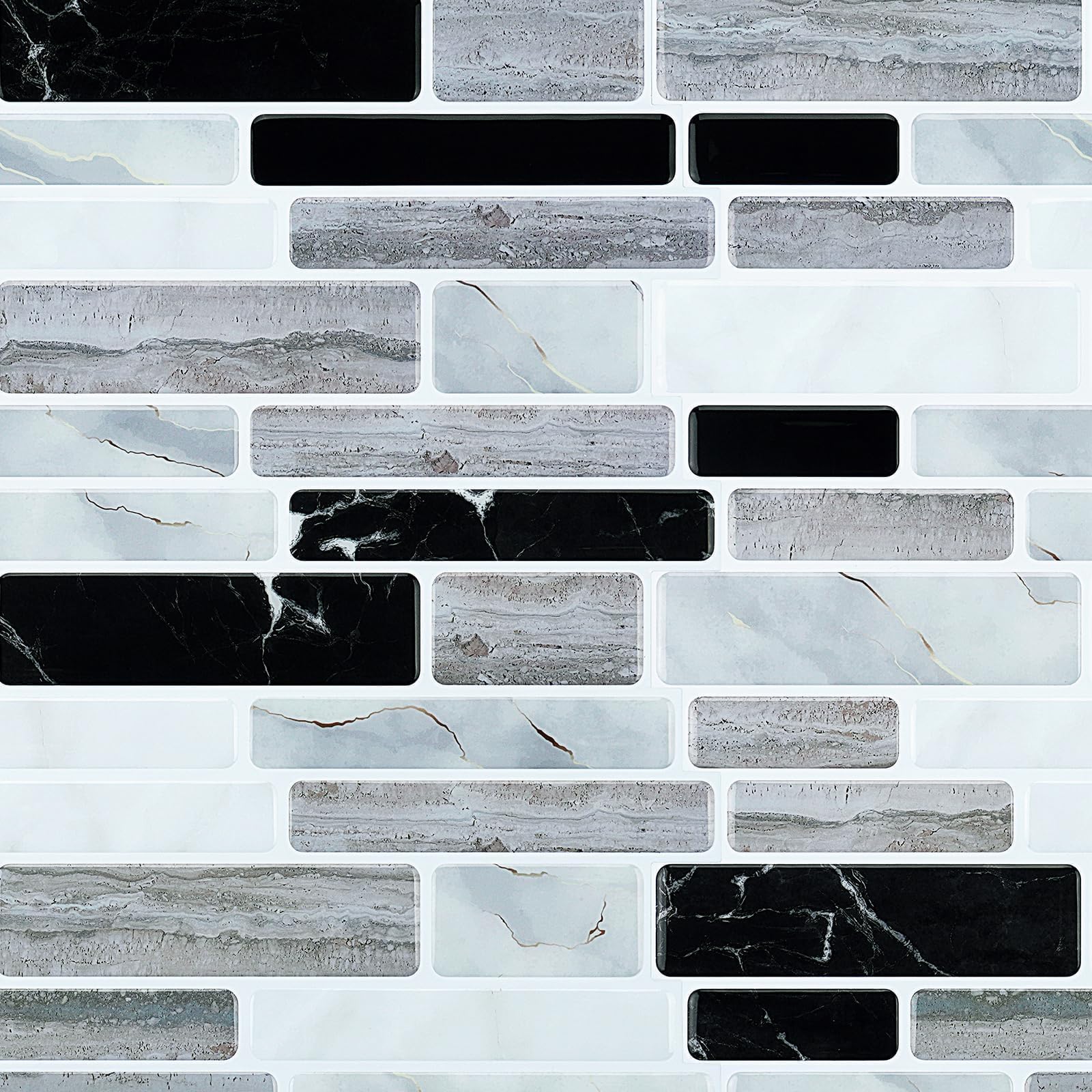 LaCheery 18 Pezzo Piastrelle Adesive Bagno Marmo Grigio Nero Mattonelle Adesive Muro 30.5cm x 30.5cm Piastrelle Adesivo Marmo Vinile Impermeabile Paraschizzi Cucina Adesivo 3D per Bagno Autoadesiva