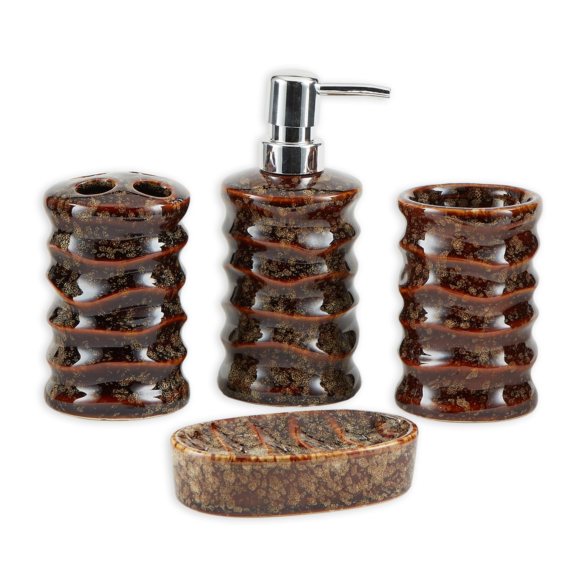 Juego de accesorios de baño marrón Stony Tom Accent Plus de diseño elegante