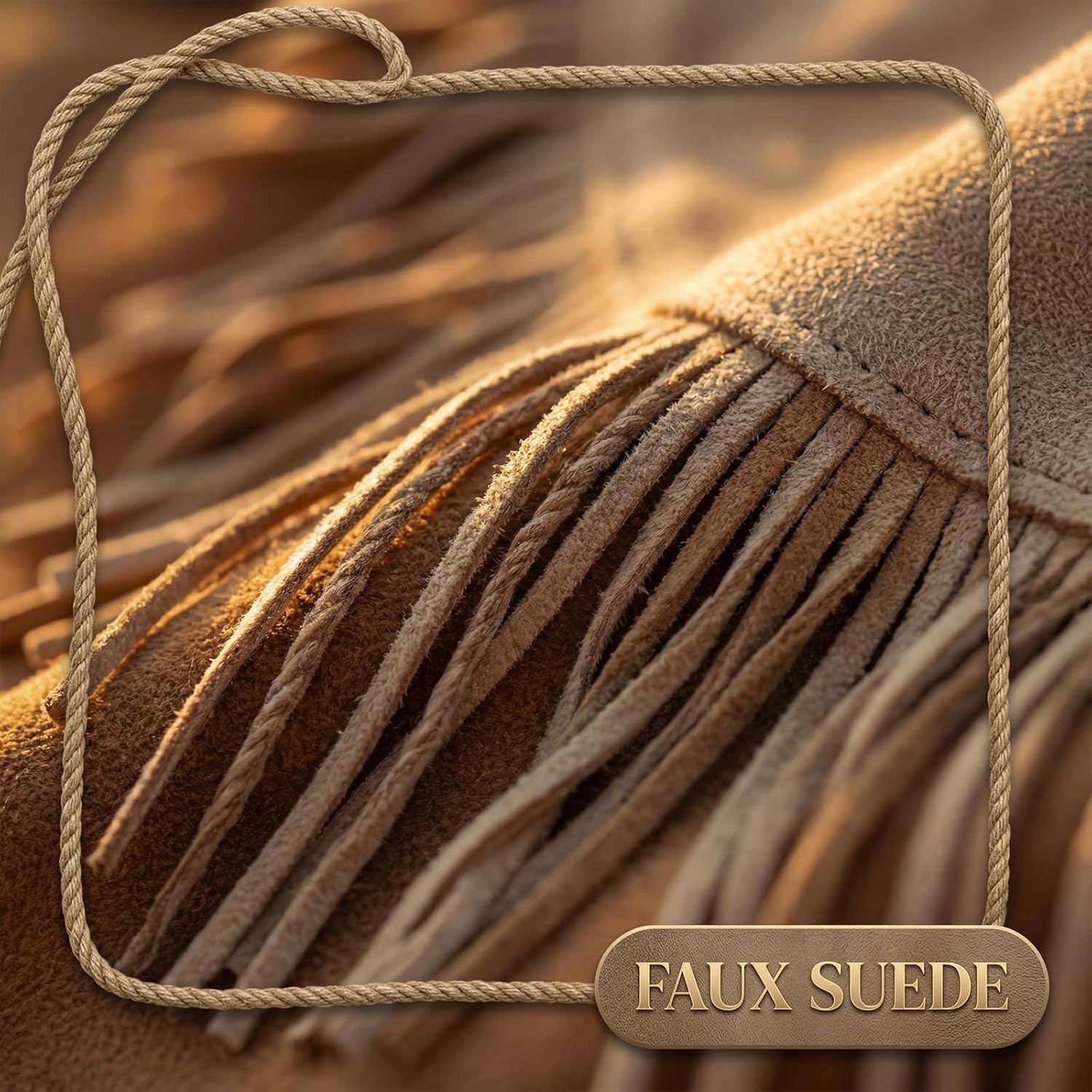 Women’s Faux Suede Fringe Dress, Vintage V Neck Sleeveless Western Cowgirl Mini Tassel Dress - Image 7