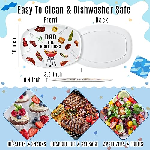 Vista 15 de R HORSE Plato de parrilla para padre, plato de regalo para abuelo, barbacoa, plato blanco ovalado, para servir abuelo, hombres, día del padre