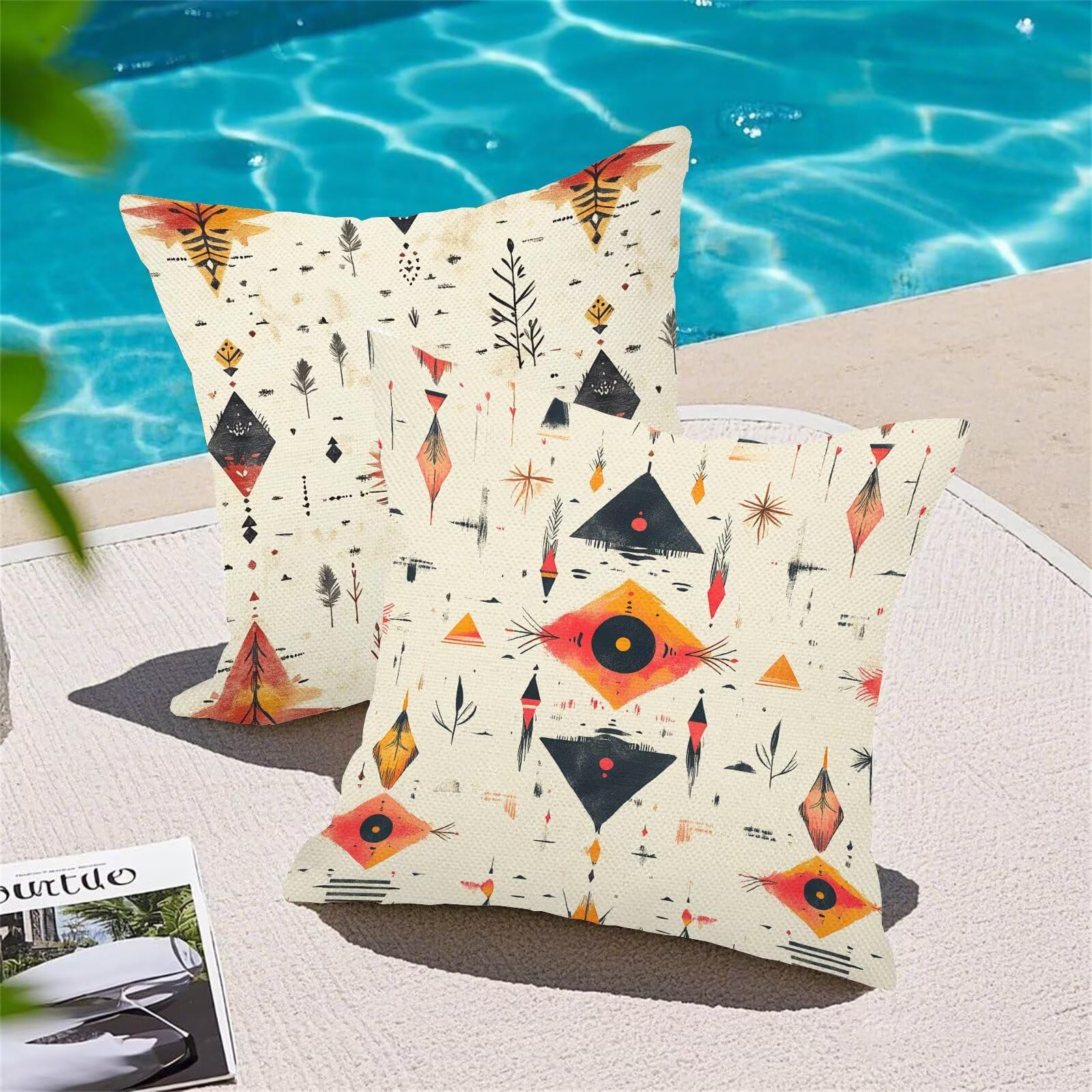 Juego de 4 Fundas Cojines Crema Bohemia 45x45 cm Fundas Cojines, Decoración Moderna Cojin Exterior, para Sofá salón Cama Sillas Decoración, Cuadrado Terciopelo Sofá Cojín Exterior (Sin Almohada) m-430
