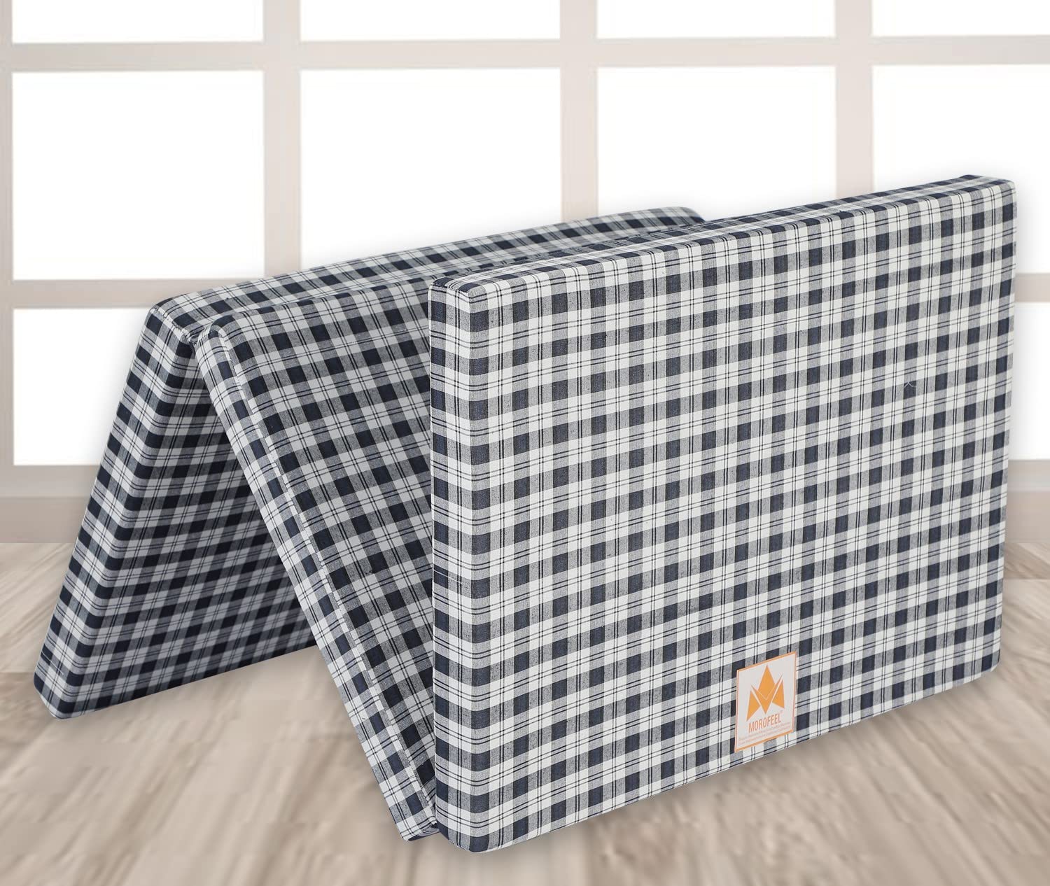 2 Inch Three Fold UHD Foam Single Bed Mattress Navy Blue (Size 72x35x2)-image-47