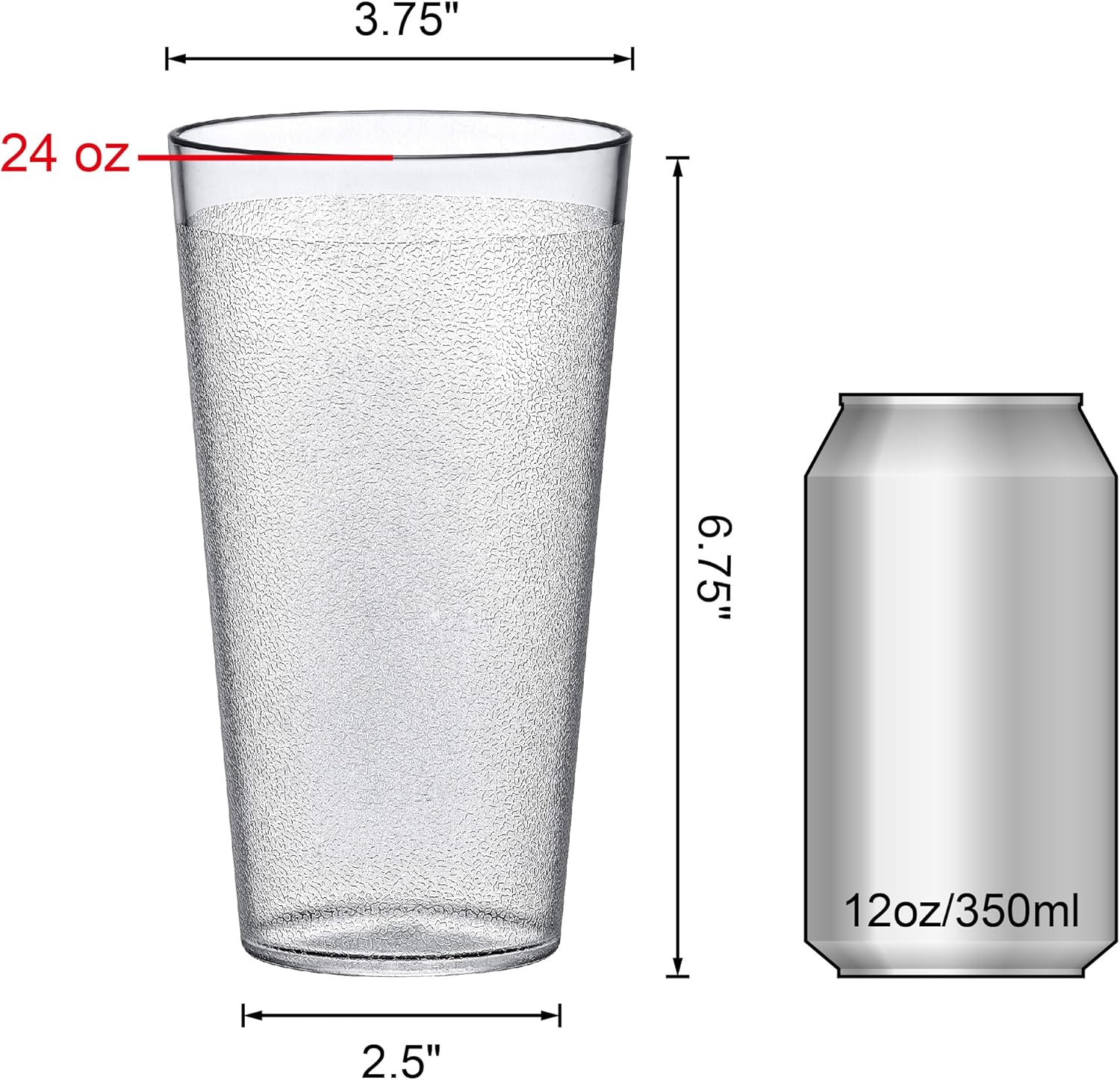 Amazing Abby - Cafely - 24-Ounce Plastic Tumblers (Set of 8), Plastic Drinking Glasses, Restaurant-Style Tumblers, Commercial-Grade Cups, Stackable, BPA-Free, Shatter-Proof, Dishwasher-Safe, Clear - Image 5