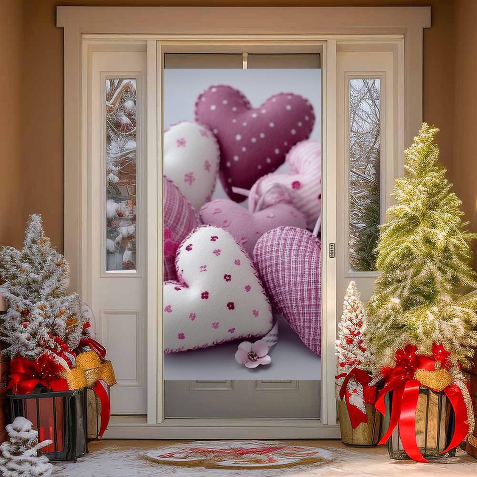 NTVOWPZO Lovely Hearts Door Curtains for Doorway Privacy Dividers Door Banner Blackout Curtains Fabric Door Window Curtain for Home Bedroom Kitchen Decor 35.4x70.9 in Decorative Banner