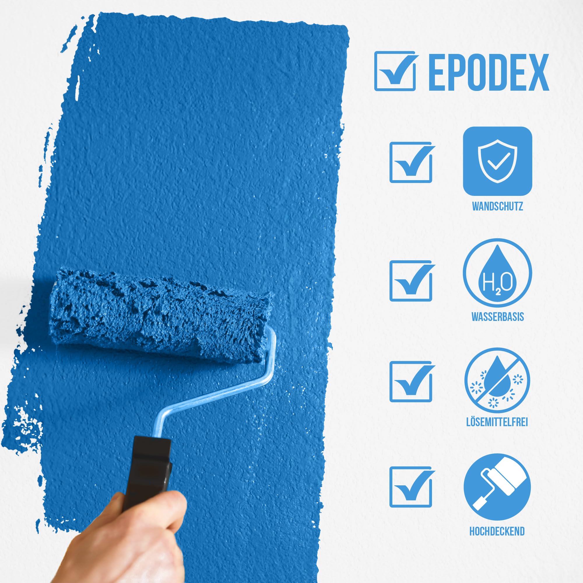 EPODEX Pittura Murale Premium Pittura per Pareti con Formula Protettiva, Alta Coprenza, Lavabile, Senza Schizzi e Inodore, Finitura Satinata, 3kg (25 m² per mano) - Grigio antracite