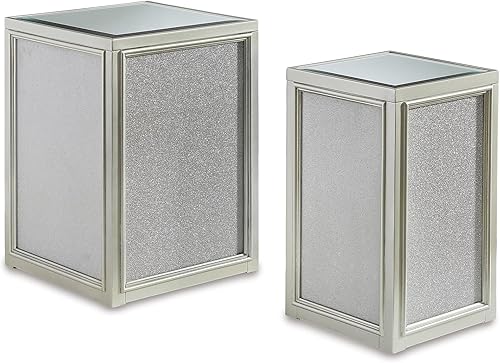 Signature Design by Ashley Traleena Glam - Mesas auxiliares anidadas, 2 unidades, color plateado