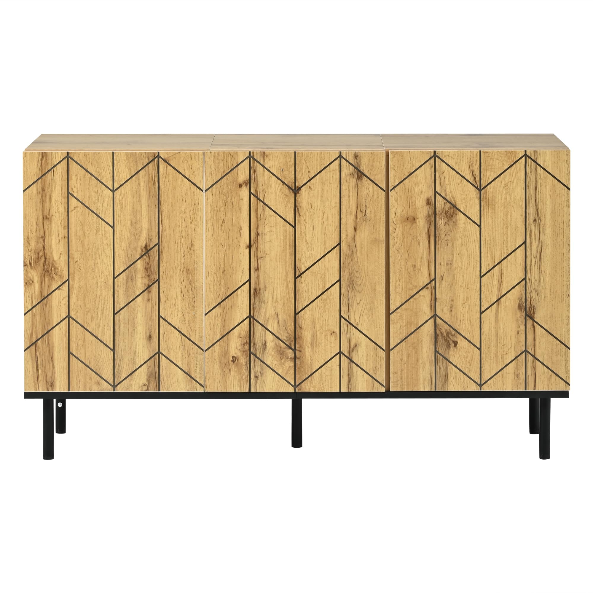 MURUL Aparador moderno de 120 x 35 x 70 cm, con 3 puertas y taquillas, diseño ondulado, de madera aglomerada resistente con patas de metal, soporta hasta 50 kg, para salón, comedor, pasillo, color
