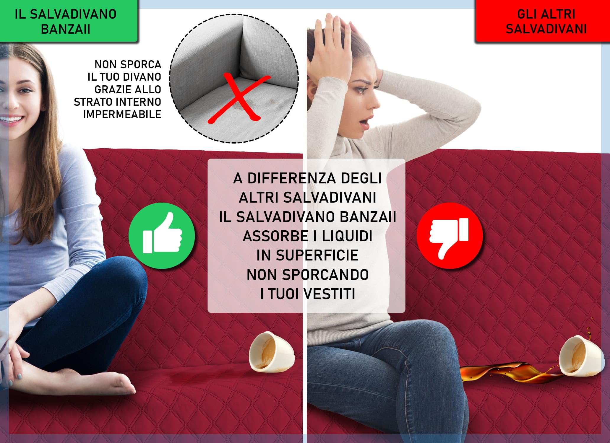 Copridivano Impermeabile 4 Posti Con Penisola - Reversibile, Antimacchia E Con Tasche - Foto 6