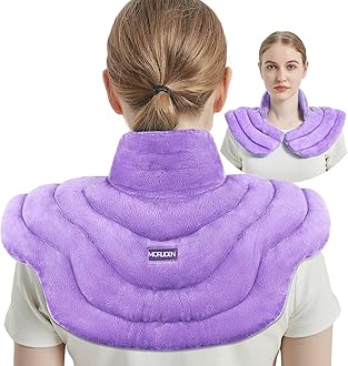 Neck Heating Pad Microwavable for Shoulders, Warmer Wrap Microwave Heating Pad for Neck and Shoulders for Pain Relief (Purple)