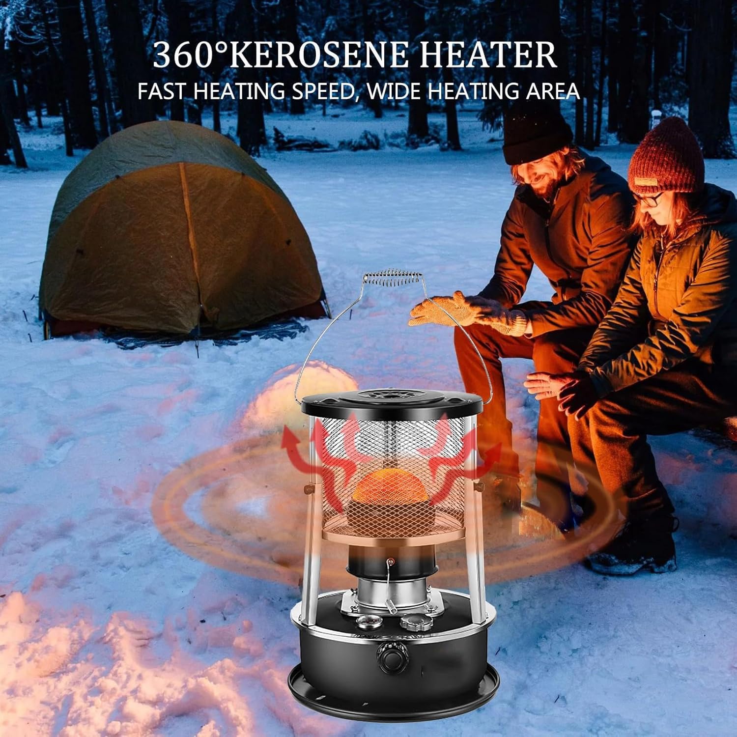 Portable Heater for Indoor and Outdoor Use, Height Adjustable for Heating and Cooking, Ideal for Camping and Fishing