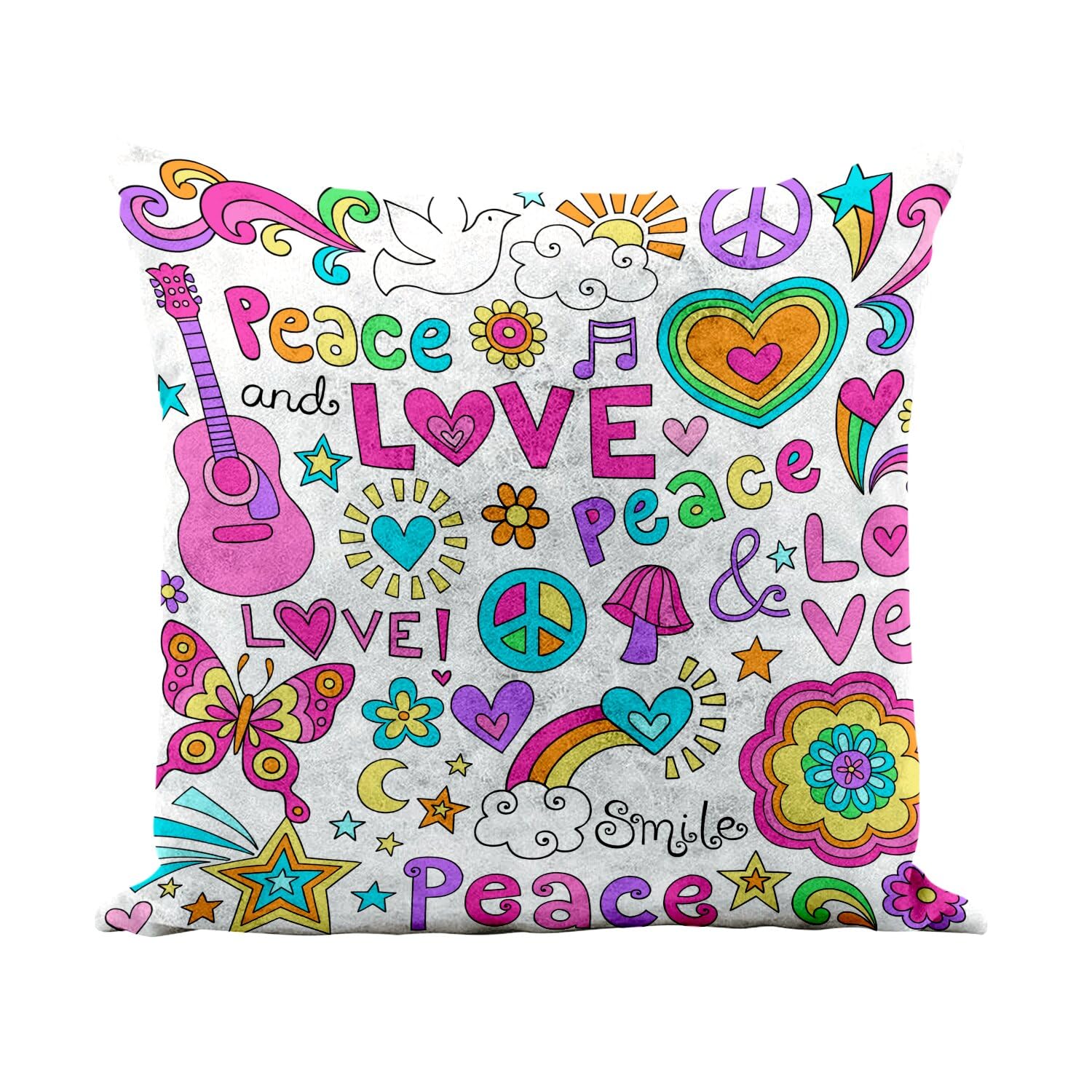 Coussin de Salon Hippie 40x40 en Similicuir Blanc Vintage 70's