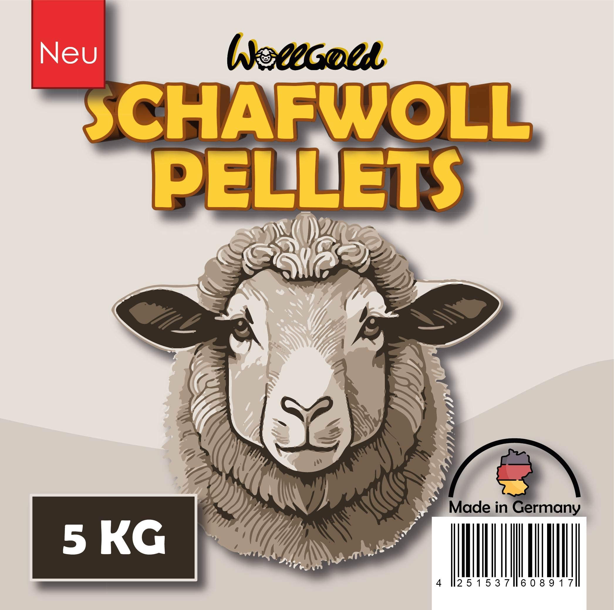 WOLLGOLD - Schafwollpellets - Bio Dünger aus Schafwolle - Universaldünger und Langzeitdünger für Erdbeer Dünger und Bio Tomatendünger - Organischer Gemüsedünger - Schafwolldünger - 5 KG