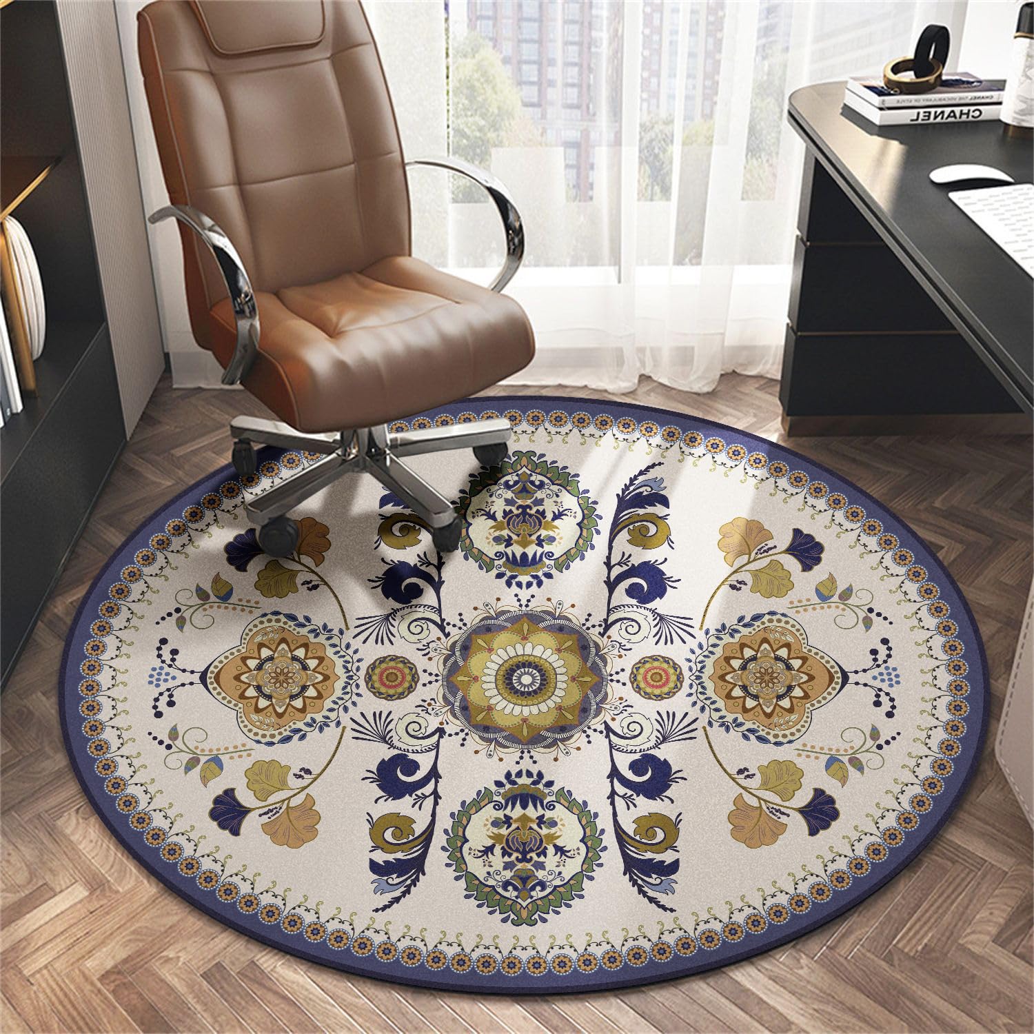 Office Chair Mat for Carpet,Desk Chair Mats for Hardwood Floor,Computer Chair Mat for Rolling Chair Non Slip,Round Floor Protectors Mats for Home Office,Diameter 47"