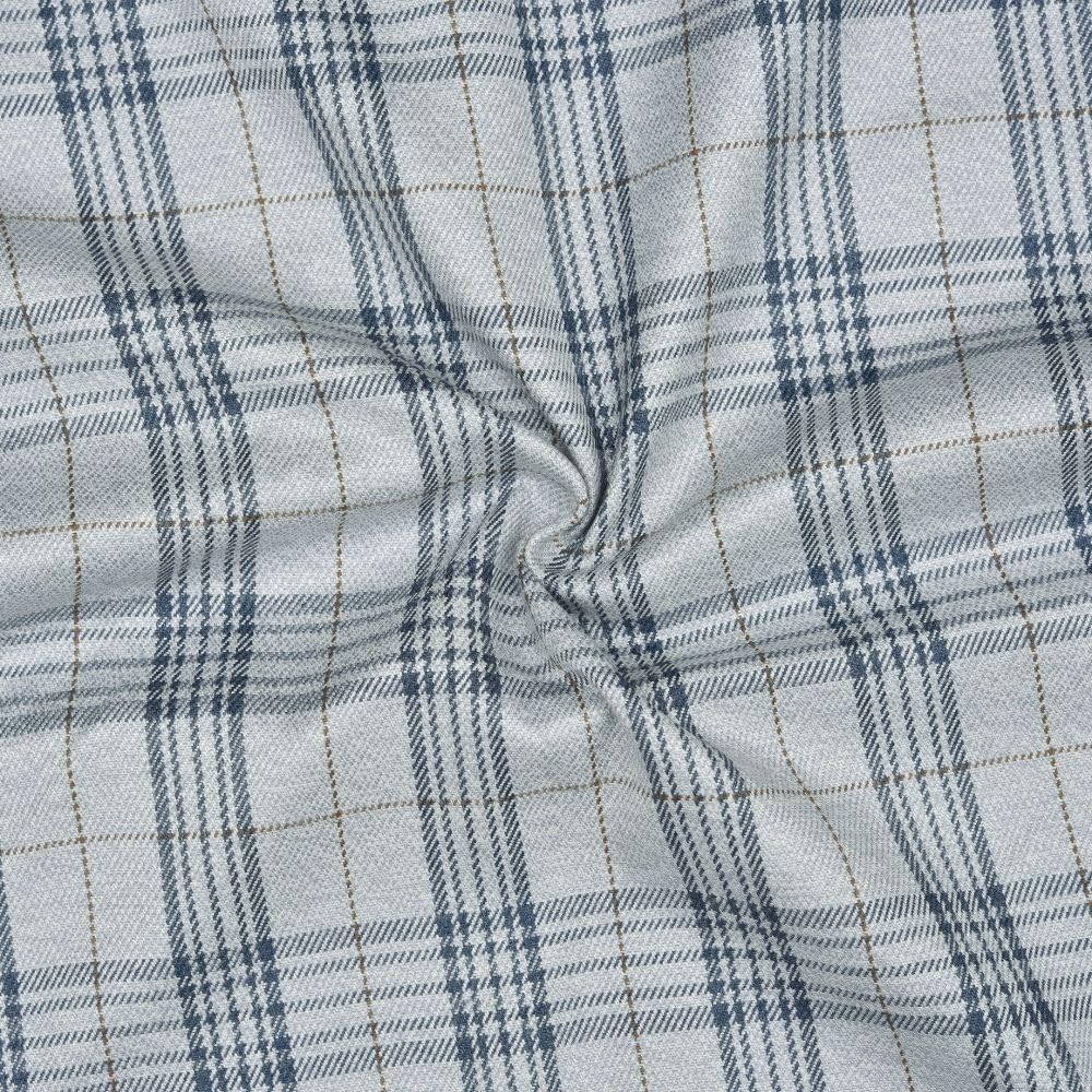 Qashida Tweed Wool Blazer Fabric for Men | Premium Checked Woollen Suiting Material | 2 Meter Cut for Blazers, Kotis & Waistcoats | 58 Inch Width | Light Grey, Blue Checks