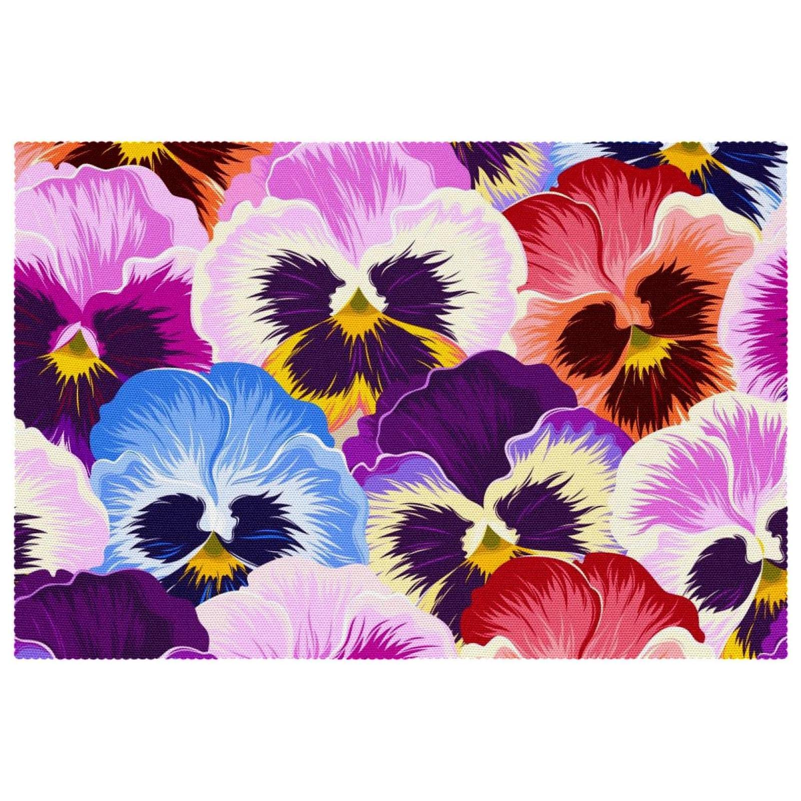 Sets de table de table en forme de fleurs de pensées colorées haut de gamme pour dîner