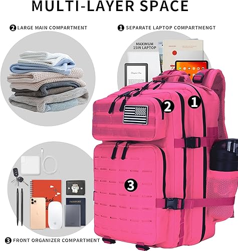 Miniatura 6 de Mochila táctica militar 45L25L Paquete de asalto de 3 días Molle Daypack Mochila de senderismo para hombres y mujeres