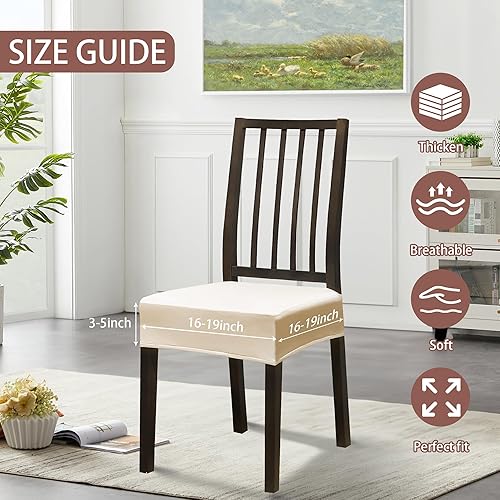 Miniatura 3 de Juego de 4 fundas para sillas de comedor, fundas de asiento para sillas de comedor, fundas elásticas para sillas de cocina, fundas de asiento