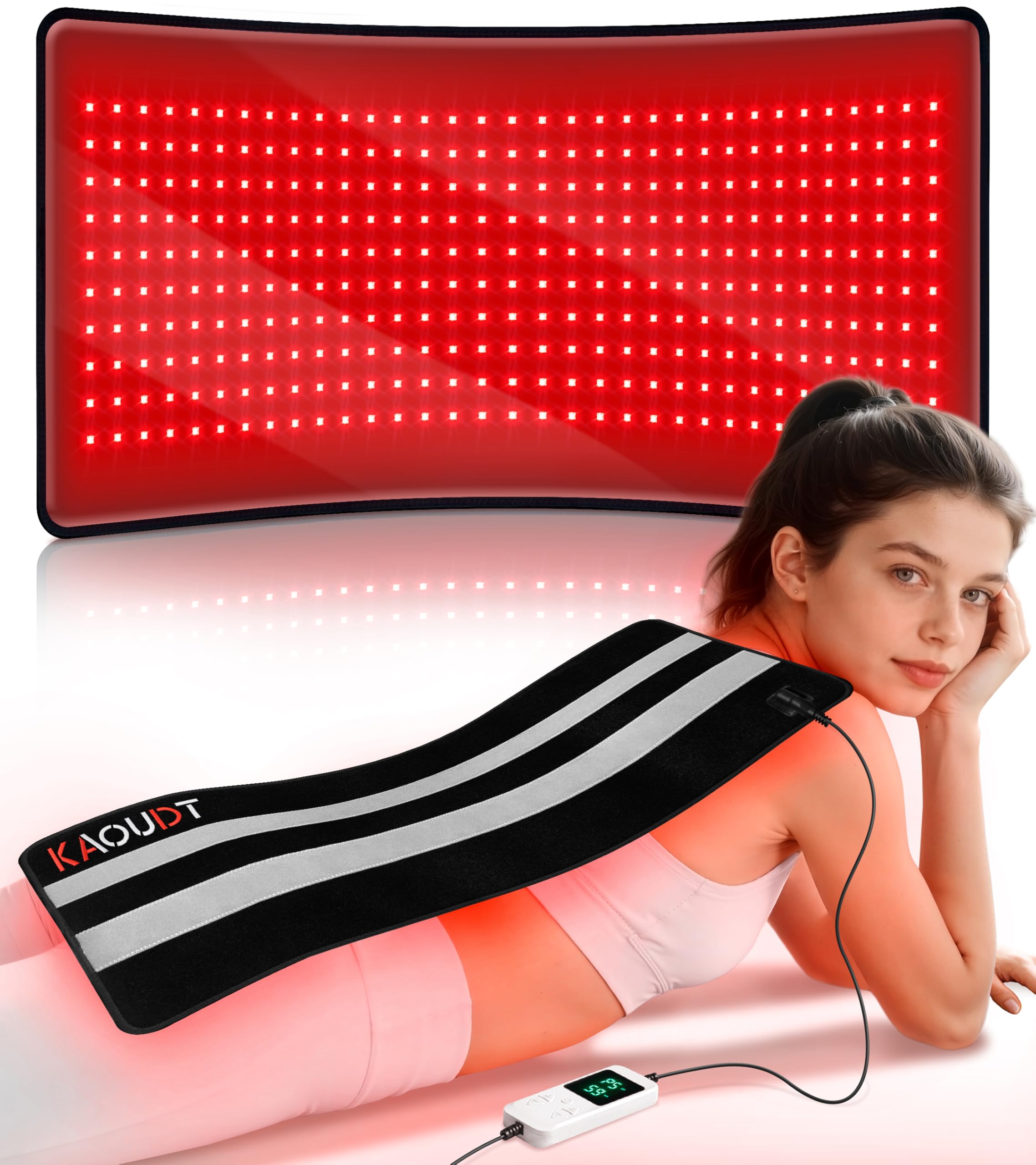Photo 1 of Kaoudt Red Light Therapy Mat 29.3" x 13", 330 LEDs Medical-Grade TPU Red Light Therapy Pad, 660nm&850nm Infrared Light Therapy for Body Pain Relief (Black)