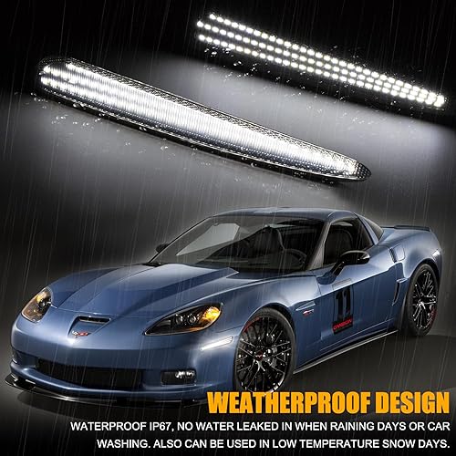 Miniatura 6 de Gempro Luces LED blancas de señal de estacionamiento para guardabarros delanteros y traseros para Chevy Corvette C6 2005-2013, lente ahumada, 4