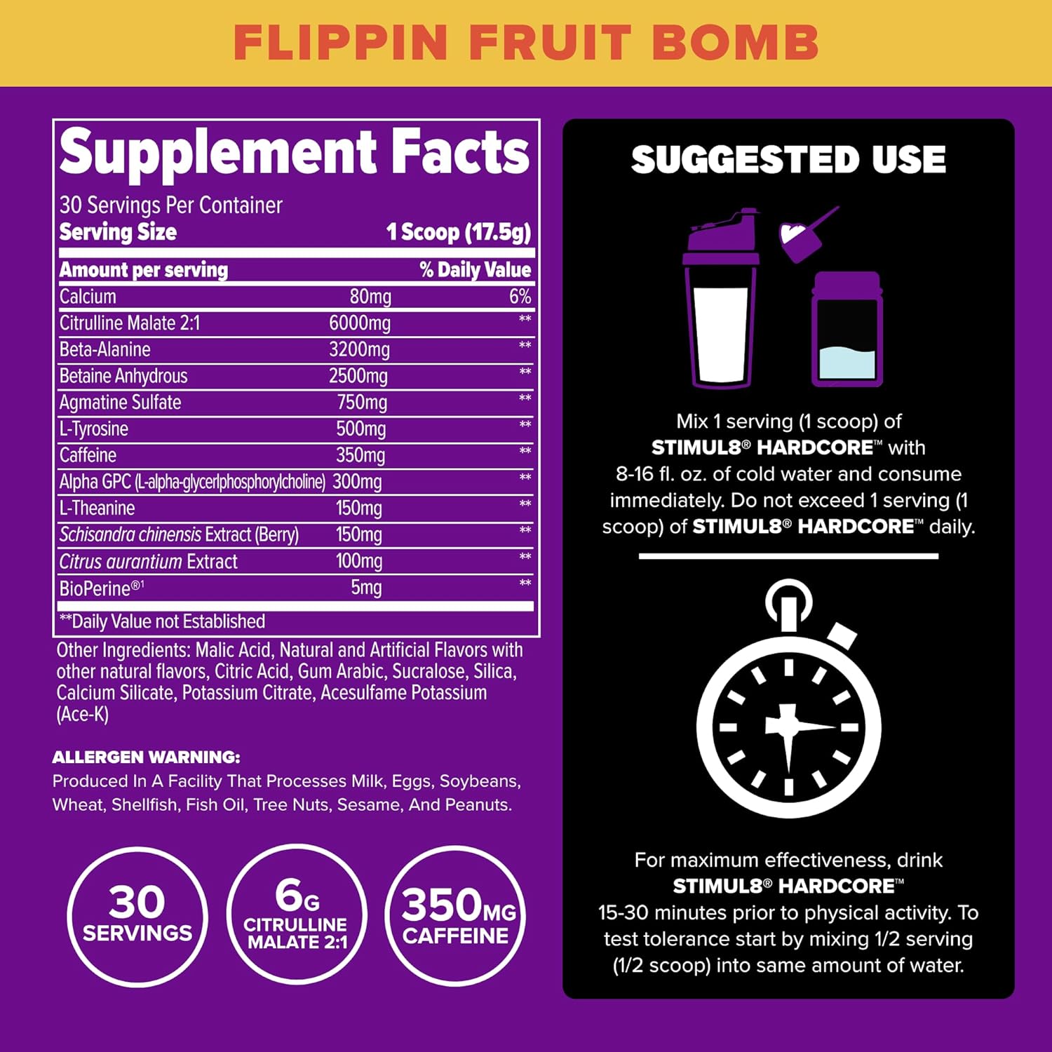 FINAFLEX STIMUL8 Hardcore, Flippin Fruit Bomb - Extreme Energy, Strength & Endurance for Men & Women - with Caffeine & L-Citrulline - 30 Servings - Image 2
