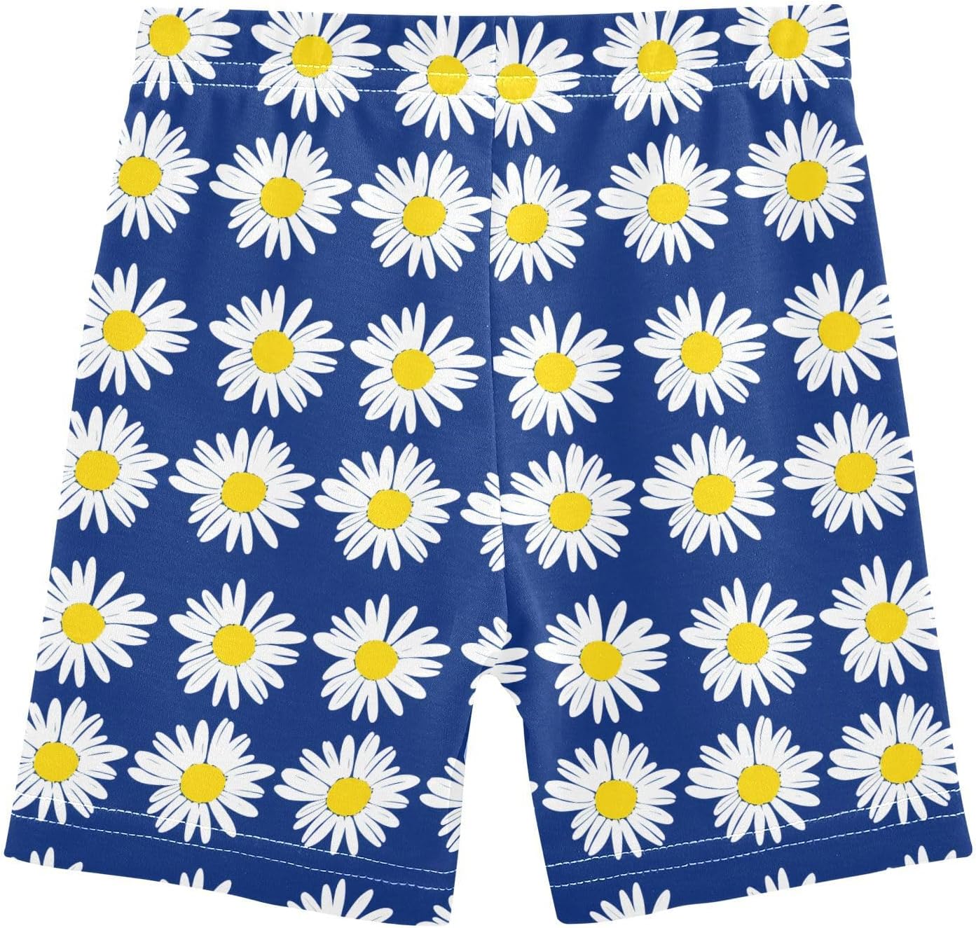 Flower Blue Girls Bike Shorts Toddler Soft Cotton Active Under Dress Shorts