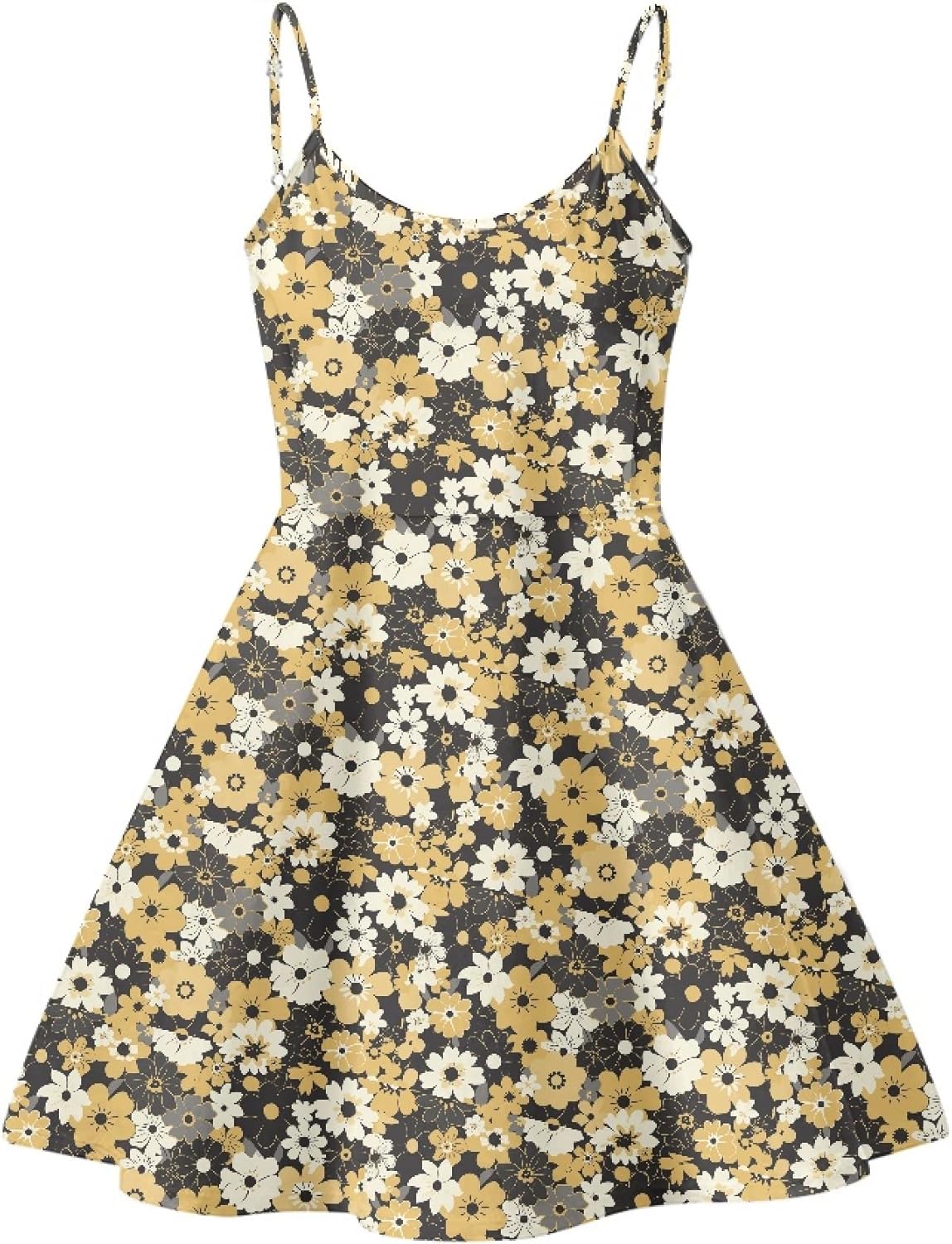 Womens Sundresses Spaghetti Strap Floral A Line Empire Waist Summer Fashion Hawaiian Cute Boho Casual Mini Dress - Image 4