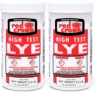 The Boyer Lye for Soap Making, Sodium Hydroxide Pure High Test Lye Food Grade, Caustic Soda, Drain Cleaner and Clog Remover, 2 Pack 2.2 lbs