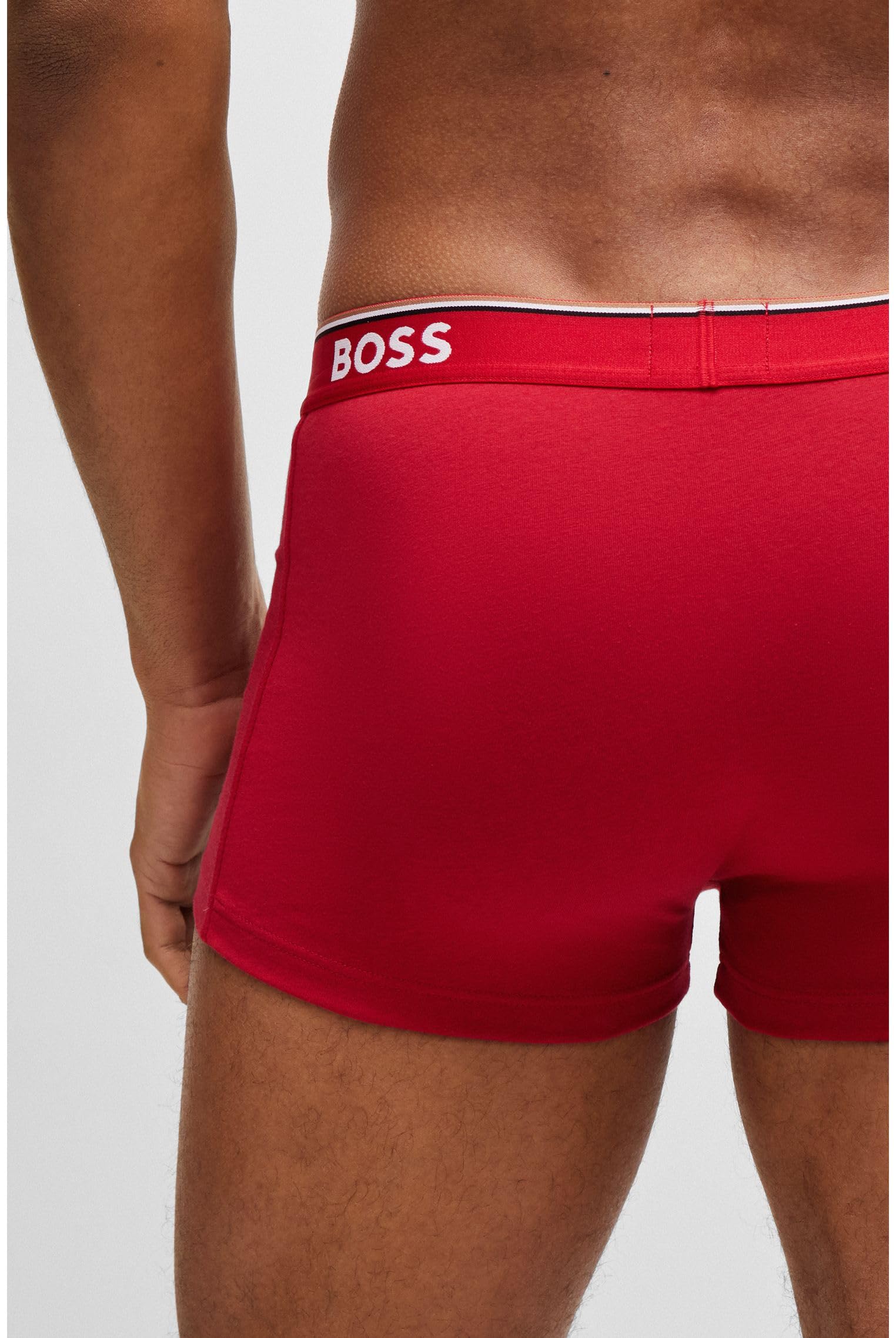 BOSS Męskie bokserki 3P Power 3-pak ściśle przylegających bokserek z bawełny stretchowej z krótkimi nogawkami i paskiem z logo, wielokolorowa, XL