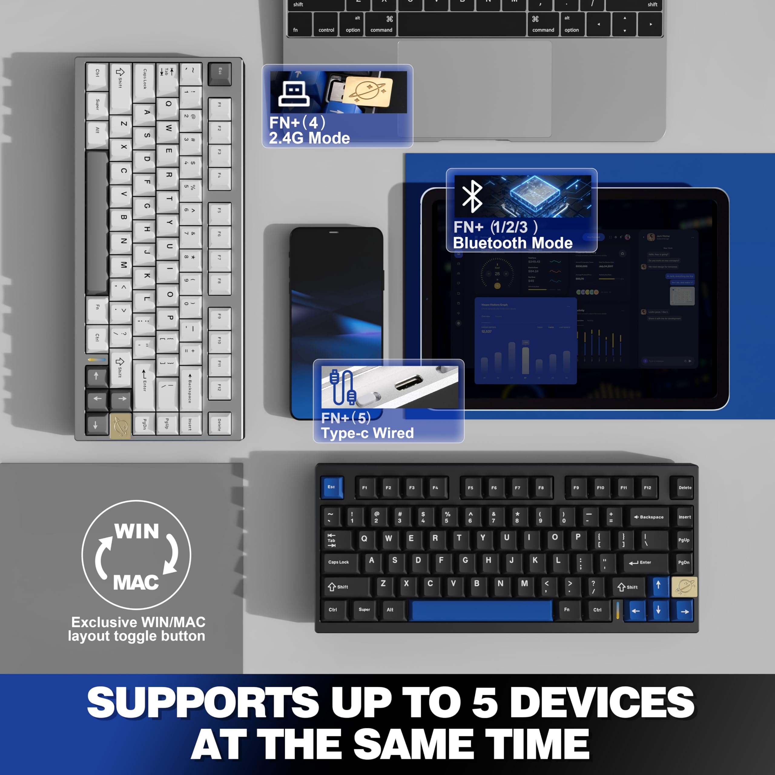 Amazon.com: YUNZII AL75 Wireless Mechanical Gaming Keyboard