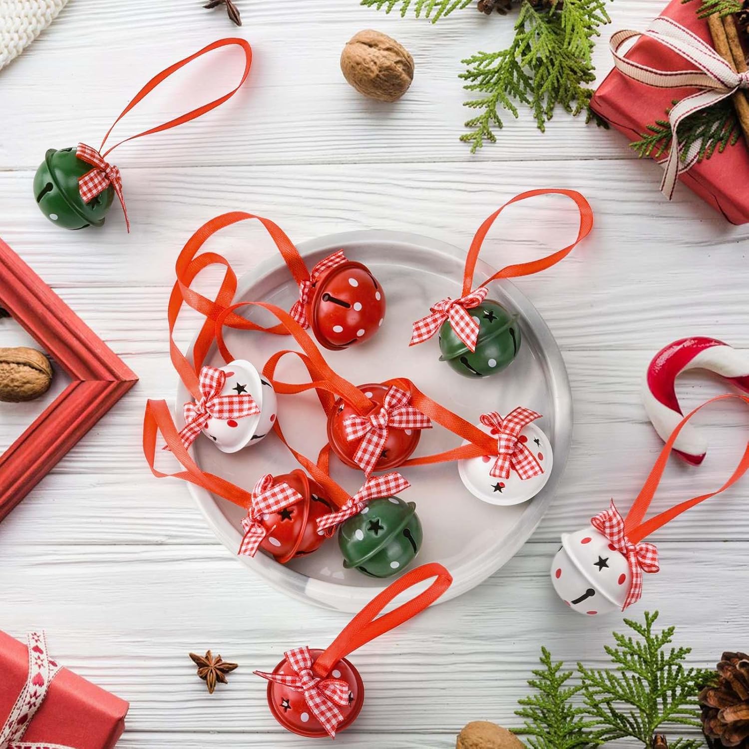 12pcs Jingle Bells 1.57in/4cm Craft Bells for Christmas Party, Xmas Tree, Wreath Ornaments & Holiday DIY Decorations