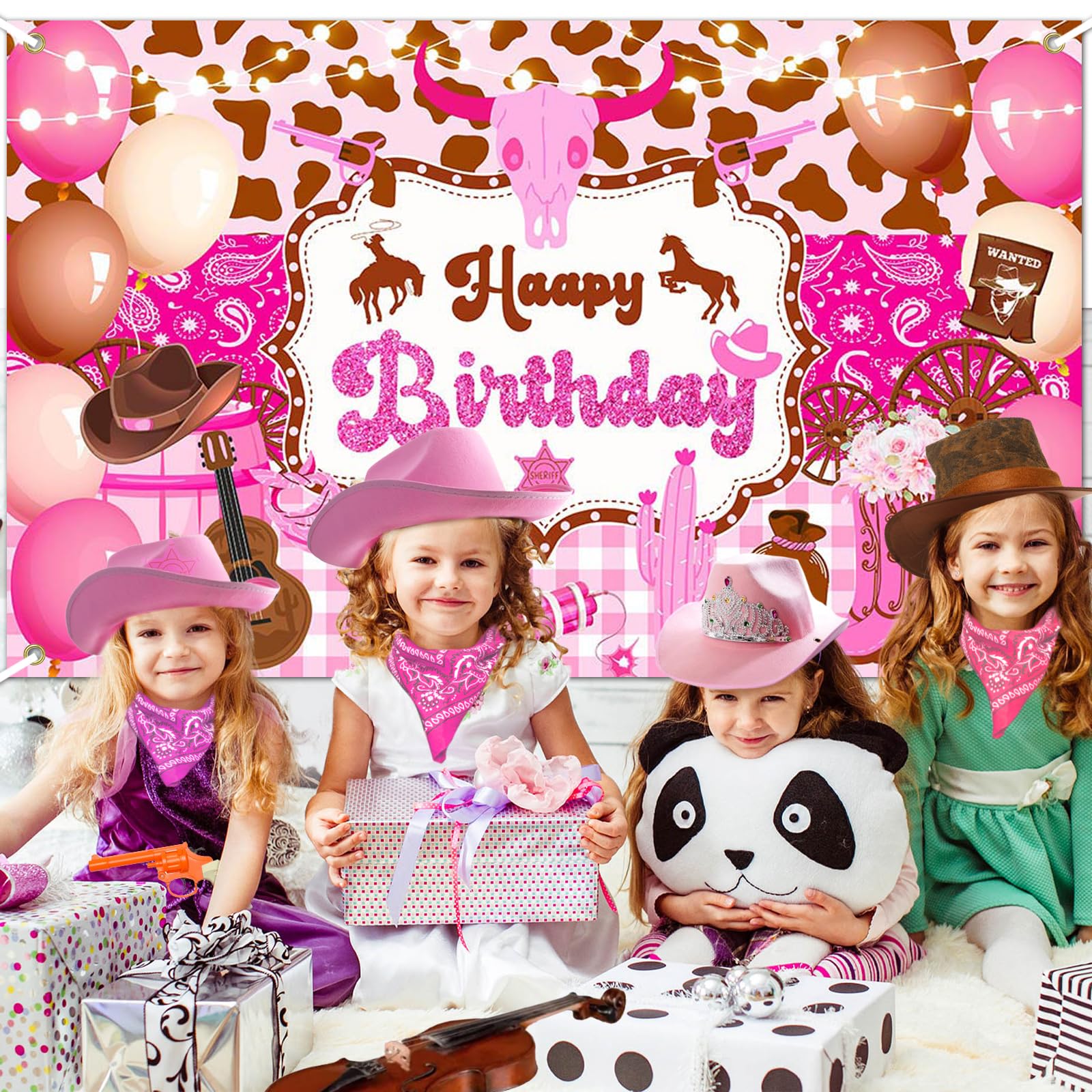 Western Cowgirl Happy Birthday Hintergrund – 240x180 Cm, Vinyl, Für Mottoparty & Fotoshooting