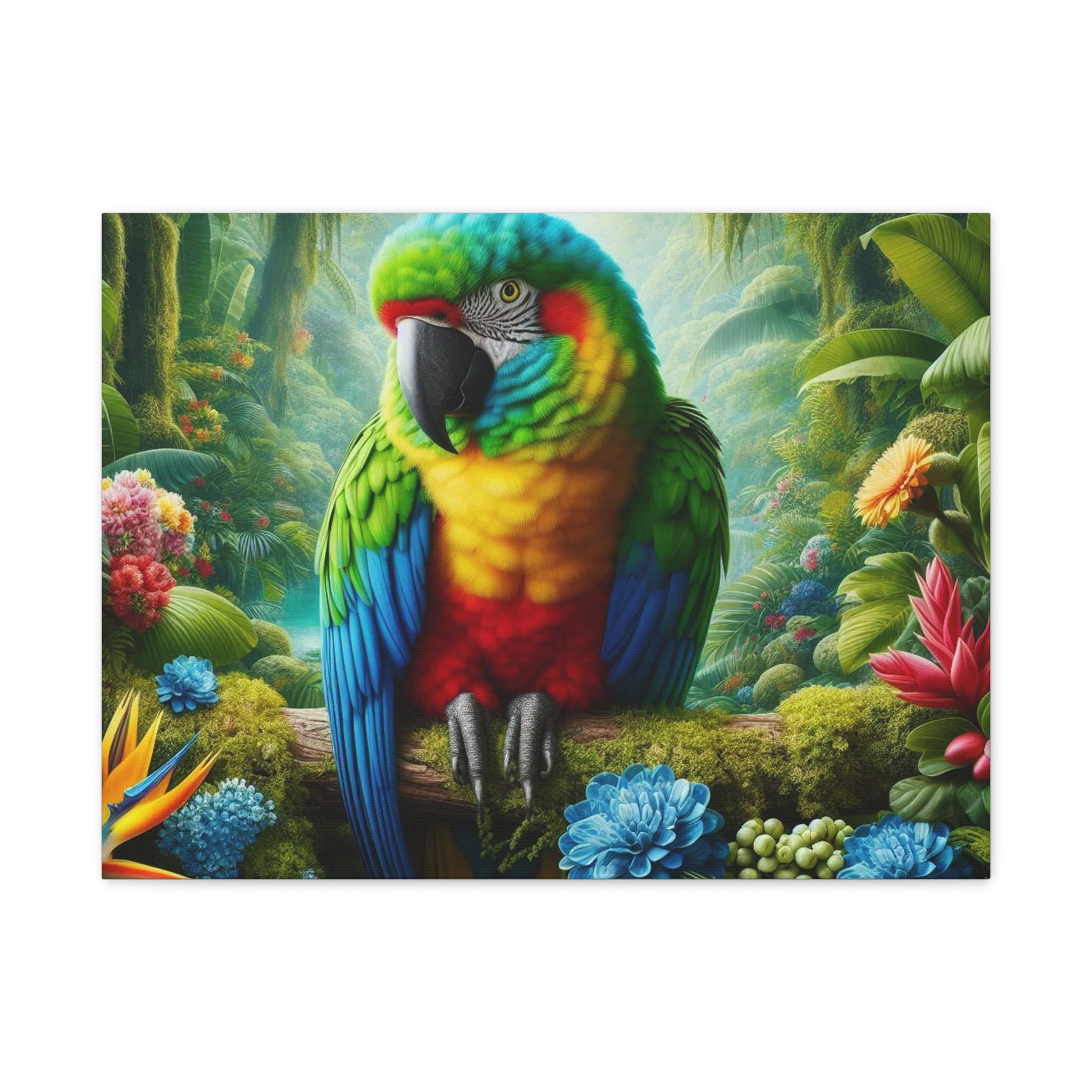 Vividly Multicolored Parrot Plumage Canvas Wall Art 24 * 18 inch Made in USA