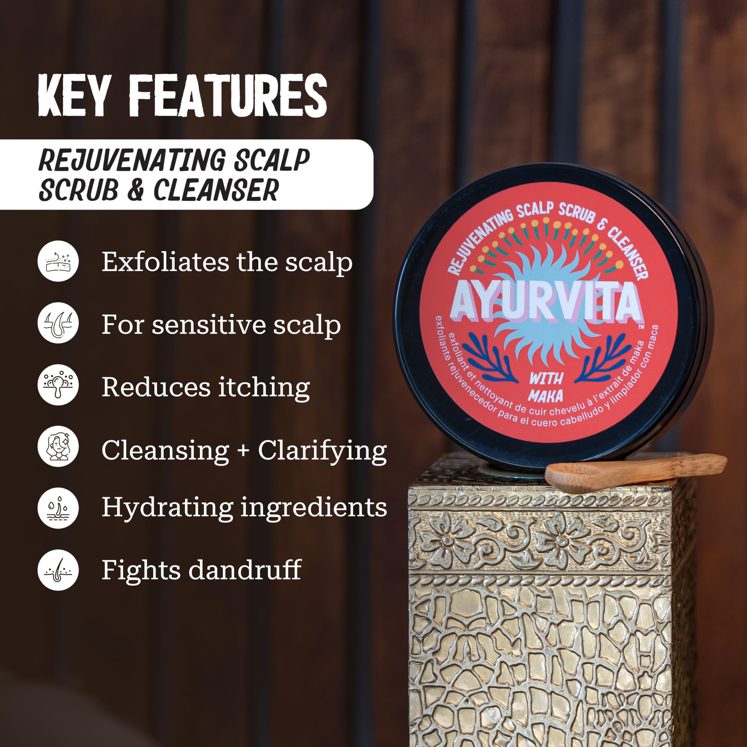 Ayurvita Maka Scalp Scrub & Cleanser, Perfect Scalp Exfoliator, Best for Hair Care & Hair Growth, Itchy Scalp Treatment - Image 2