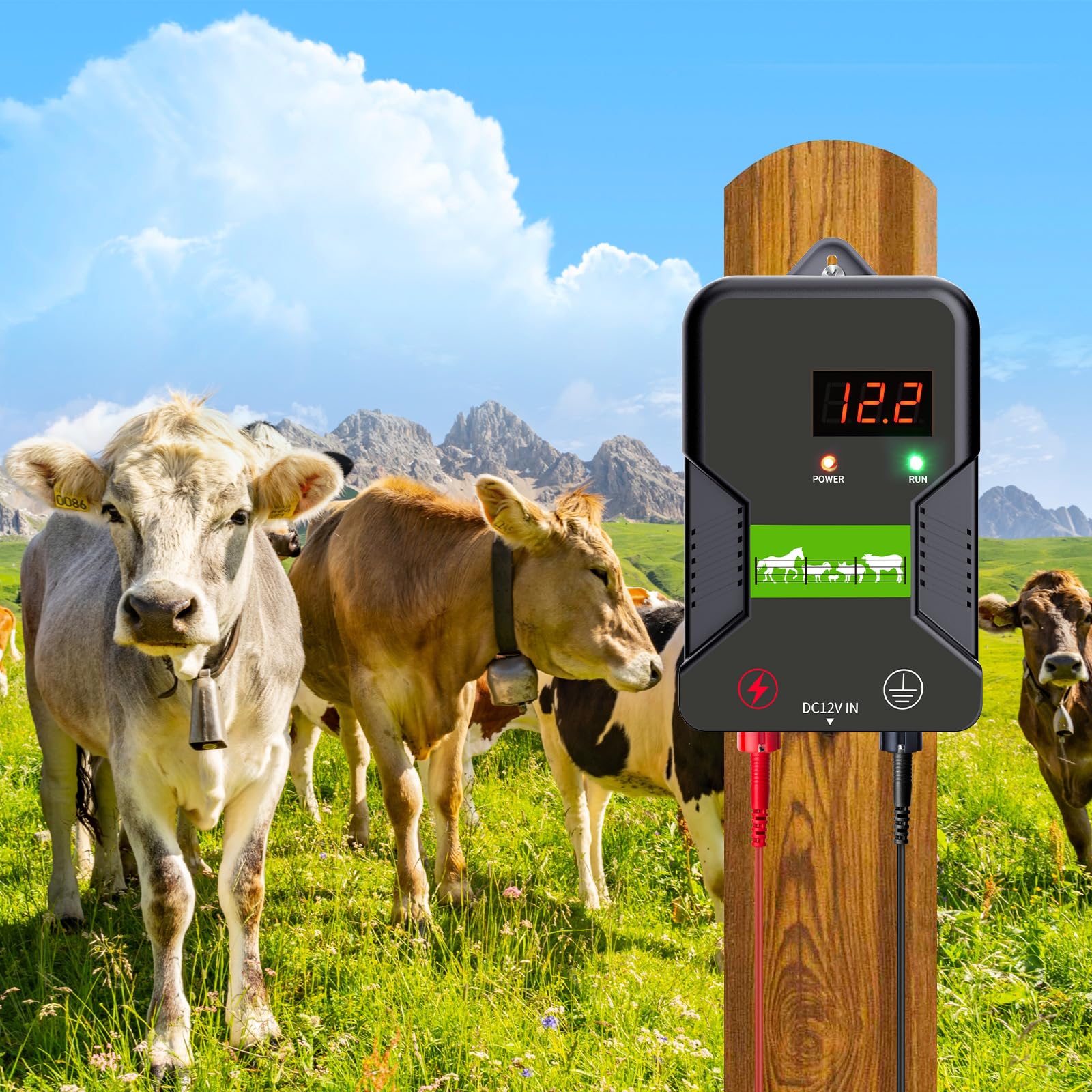 15KM pastor electrico, cerca eléctrica Controlador de pulso de alto voltaje seguro Granja de animales Cerca eléctrica Pastor Granja de animales Pastor eléctrico para vacas, ganado, caballos