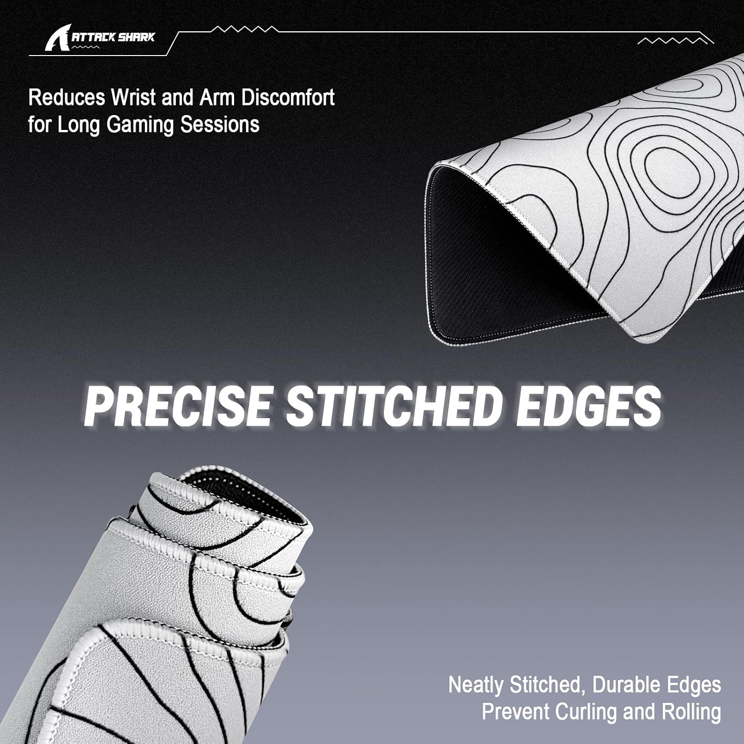 ATTACK SHARK CM02SE Gaming Mouse Pad, Non-Woven Texture Surface, Anti-Slip Rubber Base, Anti-Fraying Stitching Portable Mouse Mat for Mac/PC/Laptop Office&Gaming Accessories 410 * 310 * 4mm White 3 815bHv2ShOL. AC SL1500