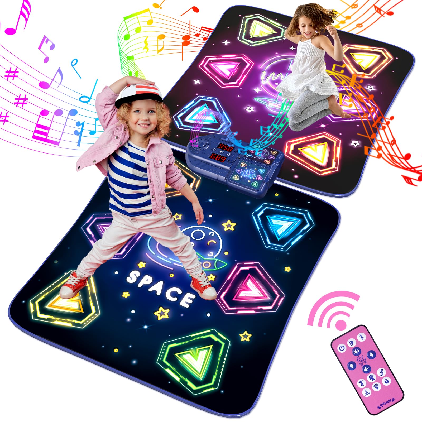 Dance Mat Toys for 3-12 Year Old Girls Boy, 2 Players Dance Mat with Light-up 12 Buttons & 5 Games Mode,Kids Dance Game Toy for Girl, Xmas Birthday Gifts for 3 4 5 6 7 8 9 10+ Year Old Girls Boys