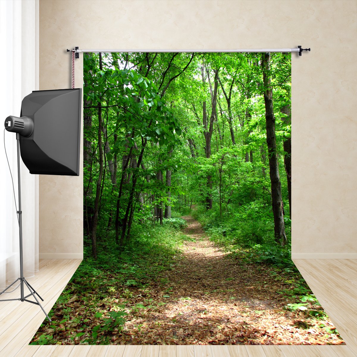 (UK) FiVan 5x10ft Green forest Photo backgrounds of holidays portrait photography studio photography props children imitation silk scarf FD-650