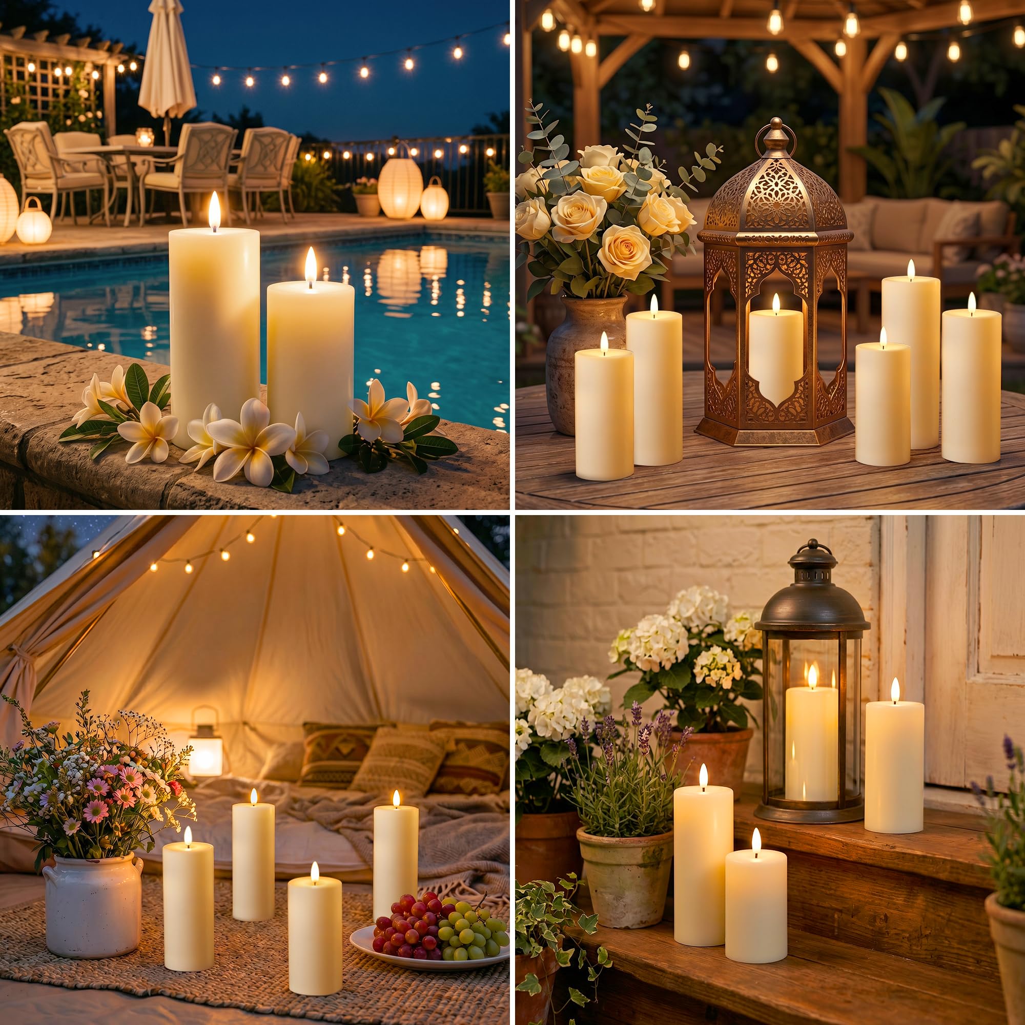 Candele Led Fiamma Oscillante, IP65 (13,5/15/18cm x 5,5cm, 6 Pezzi) | Candela LED Con Timer E Telecomando Candela Senza Fiamma Led Ideali Candele a LED Per Patii, Matrimoni, Soggiorni, Halloween