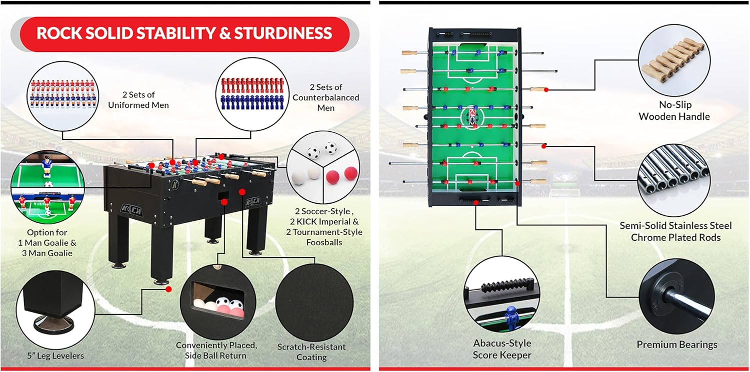 Titan 55" Black Heavy-Duty Tournament Foosball Table
