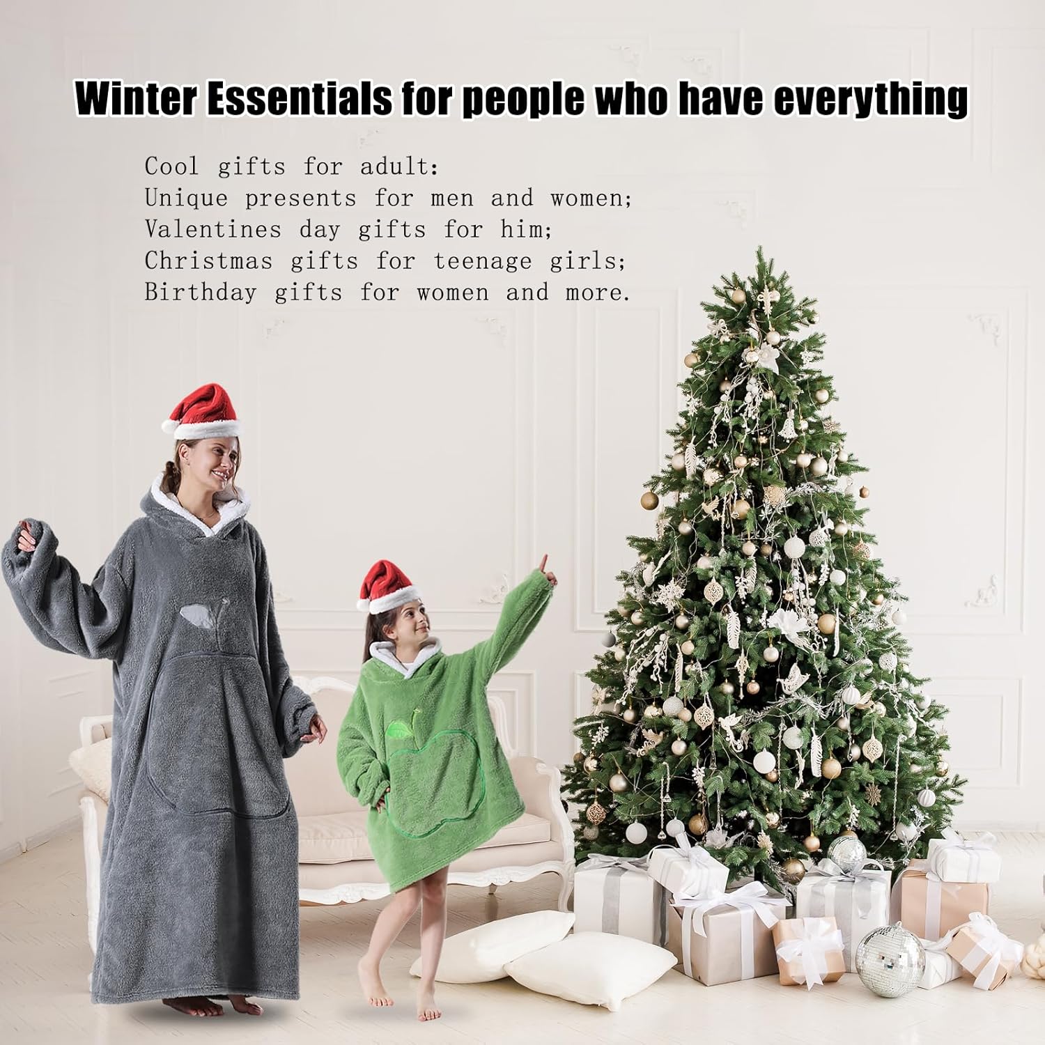 Wearable Kids Blanket Hoodie, Oversized Hooded Blanket for Girls Fluffy Plush Blanket Sweatshirt Warm Cozy Gifts - Image 8