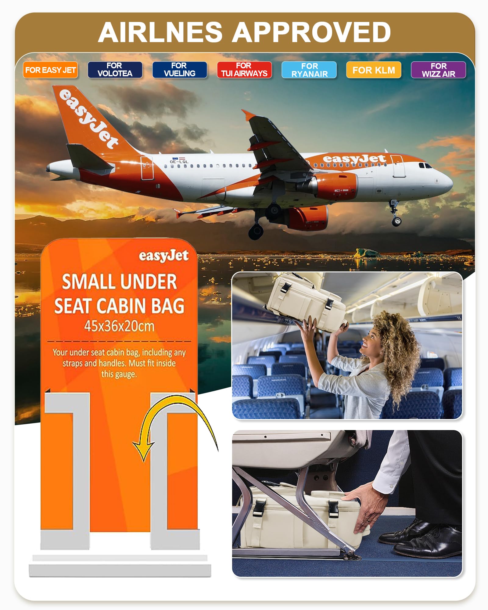 BJLFS Borse da Cabina per Ryanair 40x20x25 Bagaglio a Mano Zaino Borsa Zaino da Viaggio, Zaino da trekking,Zaino Easyjet 45x36x20,Zaino Casual per laptop da 14 pollici per scuola