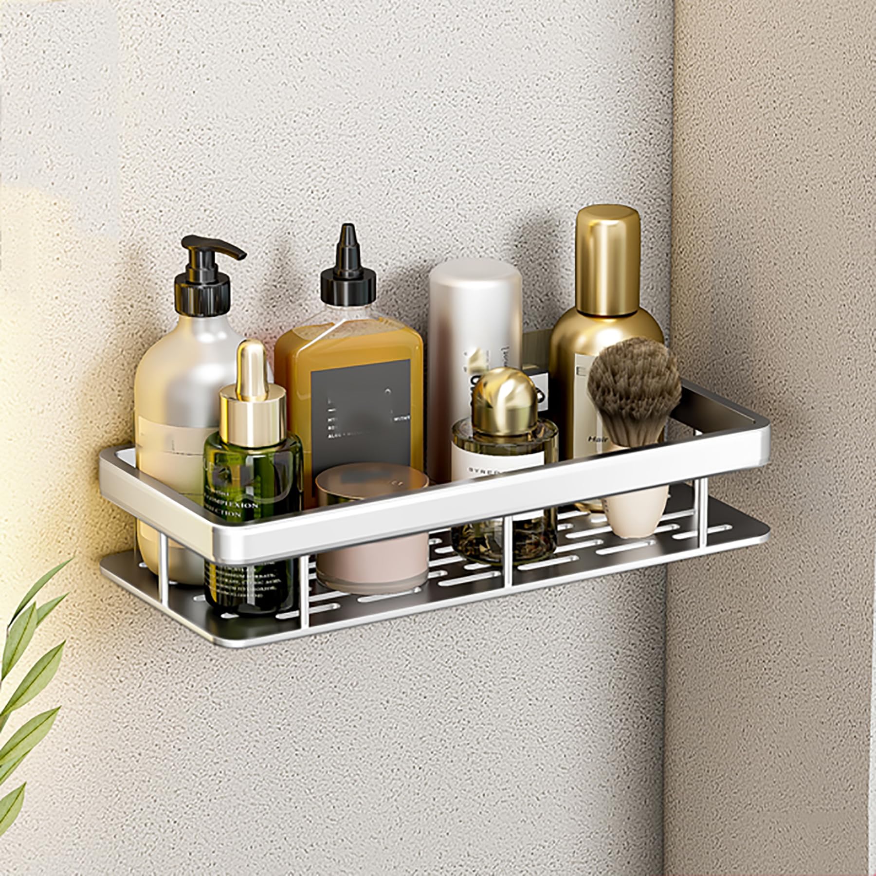 SRURLLUG Adhesive Shower Caddy Bathroom Organizer Shelves Rack Wall Mounted Shower Shelf No Drilling Stainless Steel Shower Storage