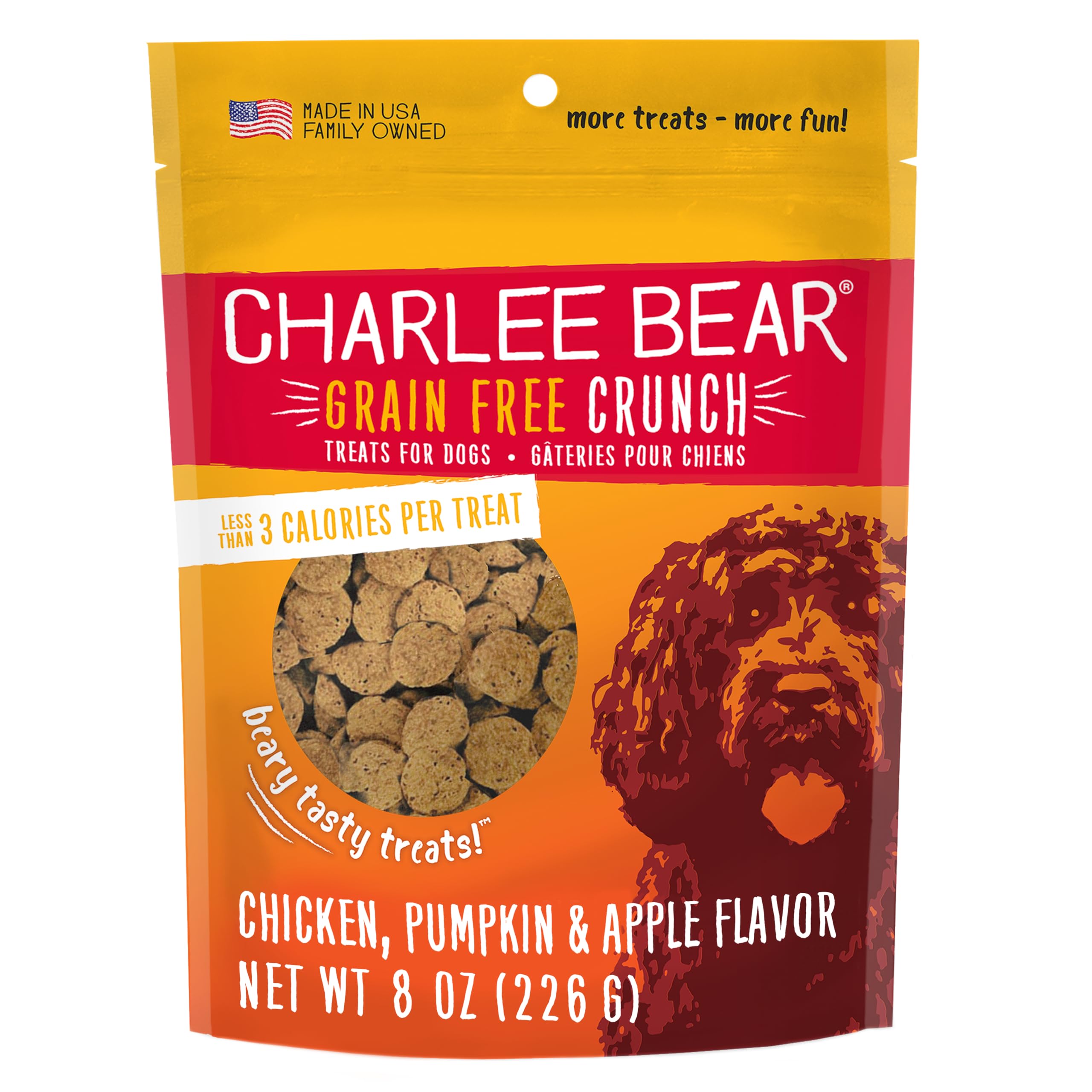 Charlee Bear Grain-Free Bear Crunch Chicken, Pumpkin & Apple Flavor - Net Wt 8 oz.