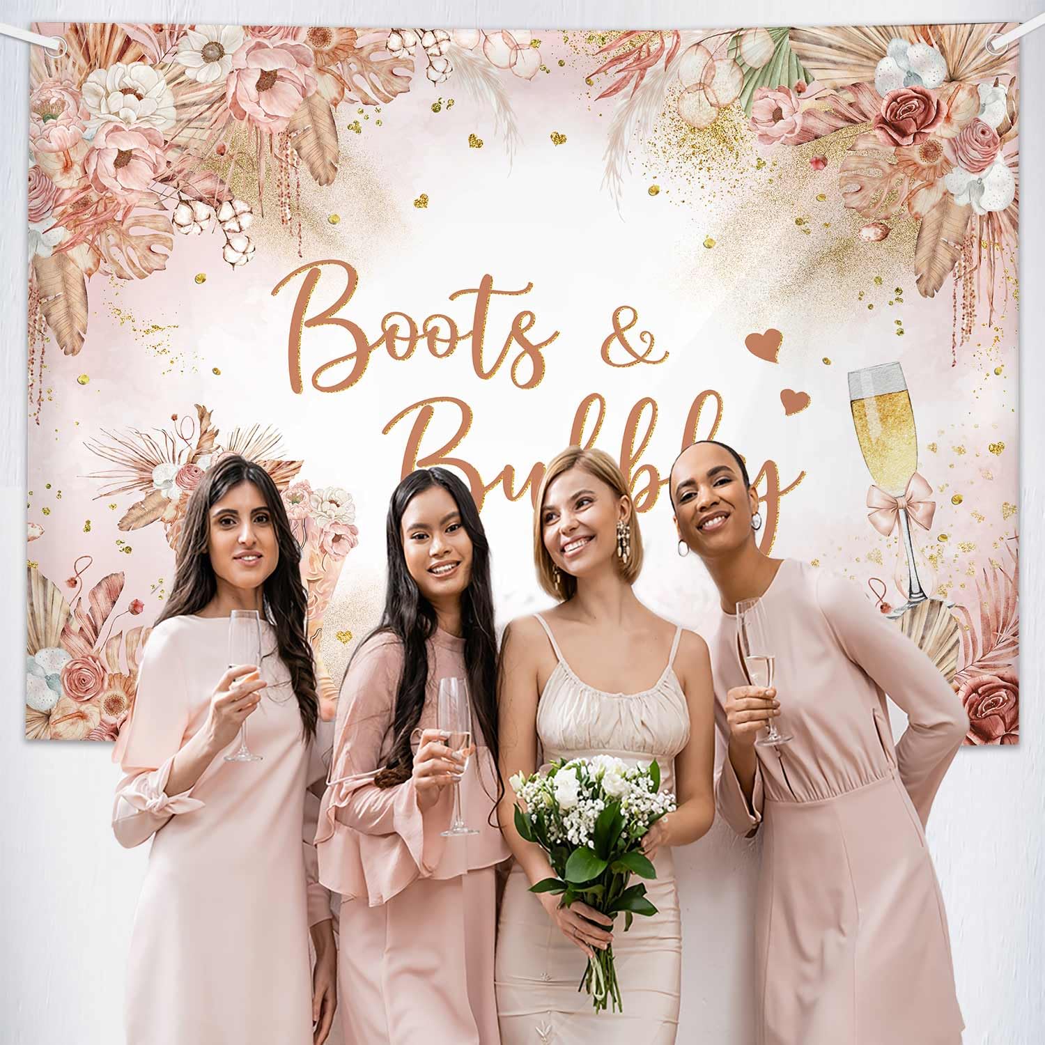 Amazon.com : MEHOFOND Boho Bridal Shower Backdrop Disco Cowgirl Boots and  Bubbly Champagne Theme Western Wedding Background Bride to Be Engagement  Party Decor Cake Table Banner 7x5ft : Electronics