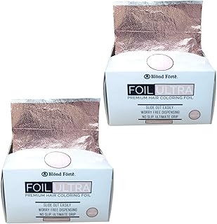 Blond Forte Rose Pop Up Hair Color Foil, Highlight Application Foil, 500 Sheet Dispenser, Coloring Aluminum Hair Foil 5â€x11â€ [ 2 Pack ]