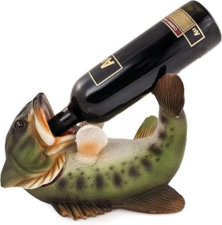 True Fabrications Foster and Rye by Twine Bass Fish Cute Wine Bottle Holder Rack for Enthusiast, Lover or Collector