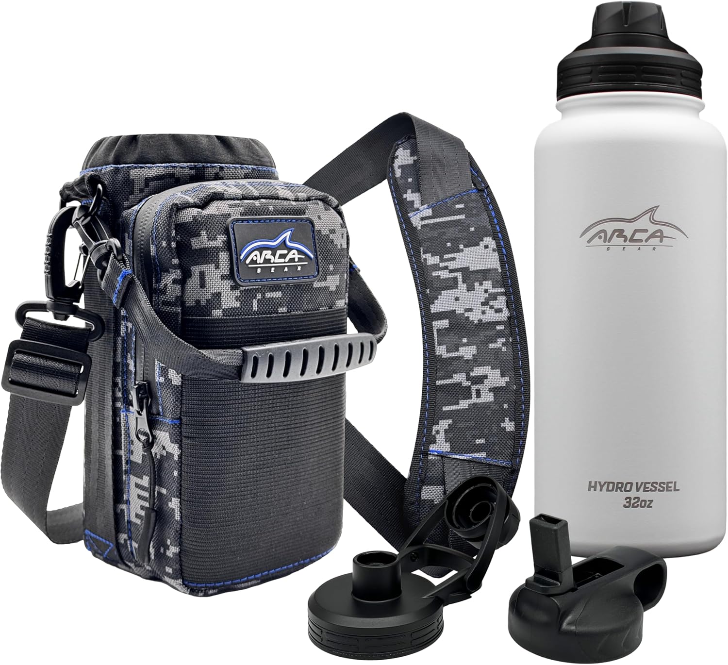 Arca Gear Hydro Vessel & Hydro Carrier Combo Pack - Insulated Stainless Water Bottle and Carrier - 32oz Bottle